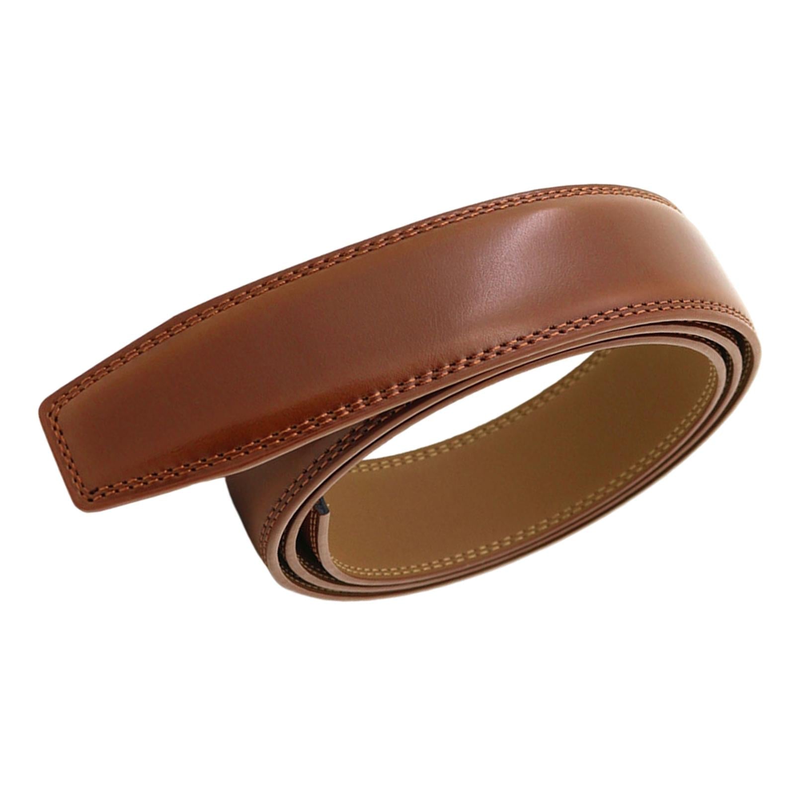 120cm High Quality Leather Belt Strap Without Automatic Buckle for Men Brown