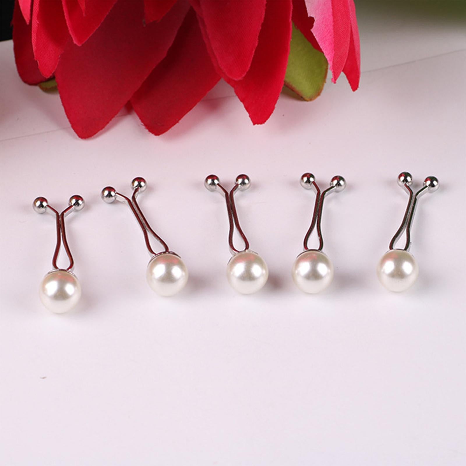 12 Pieces Pearl Scarf Brooch Pin Muslim Hijab Clips Lady Sweater Anti Slip