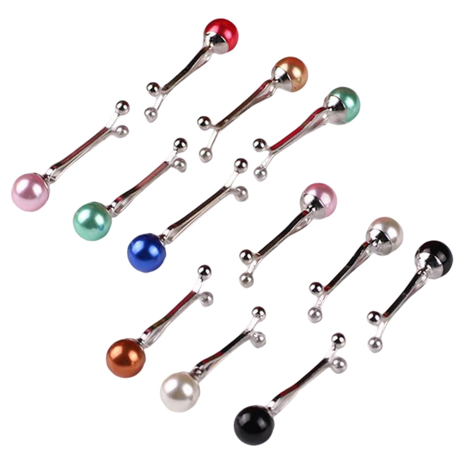 12 Pieces Pearl Scarf Brooch Pin Muslim Hijab Clips Lady Sweater Anti Slip