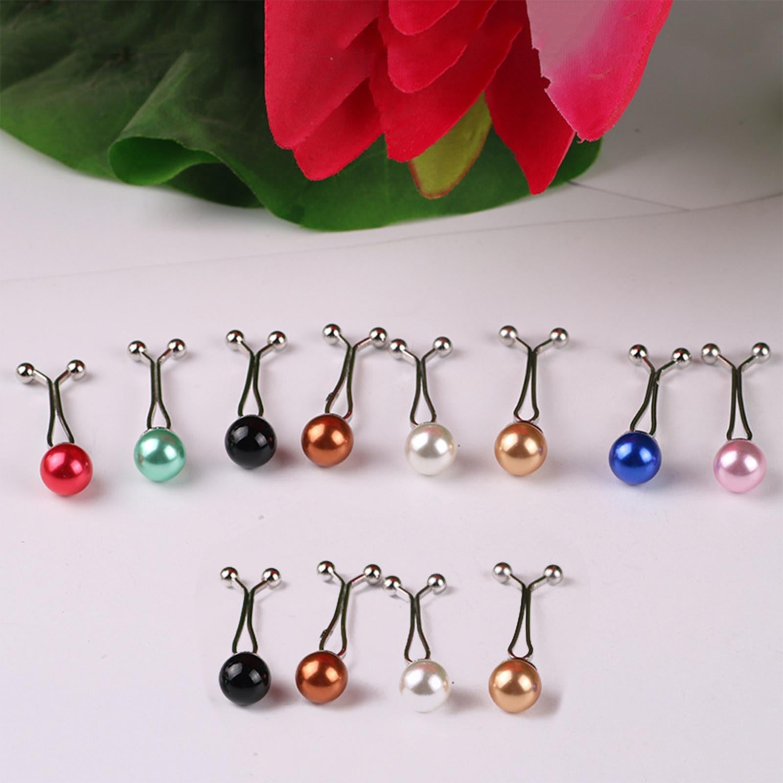 12 Pieces Pearl Scarf Brooch Pin Muslim Hijab Clips Lady Sweater Anti Slip