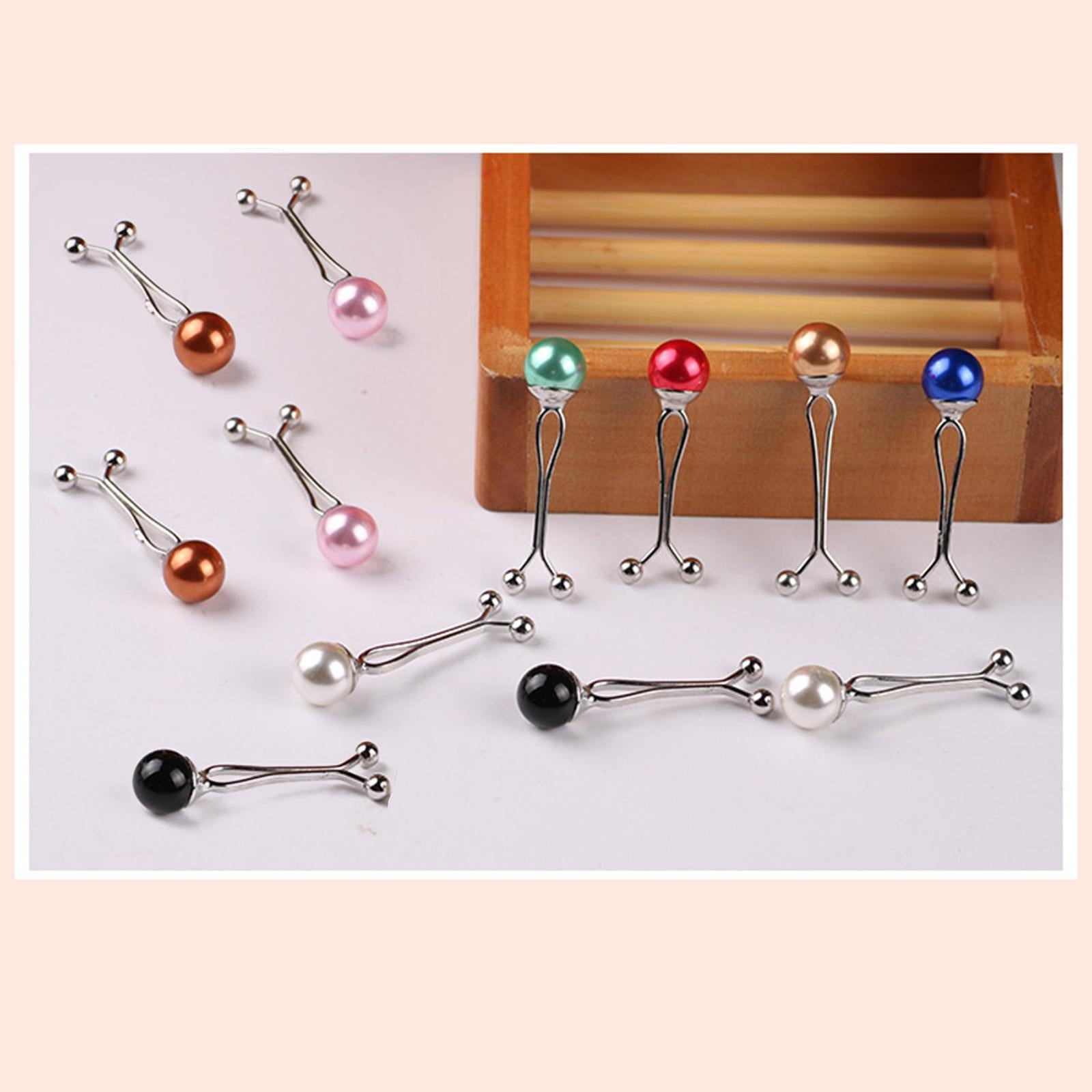 12 Pieces Pearl Scarf Brooch Pin Muslim Hijab Clips Lady Sweater Anti Slip