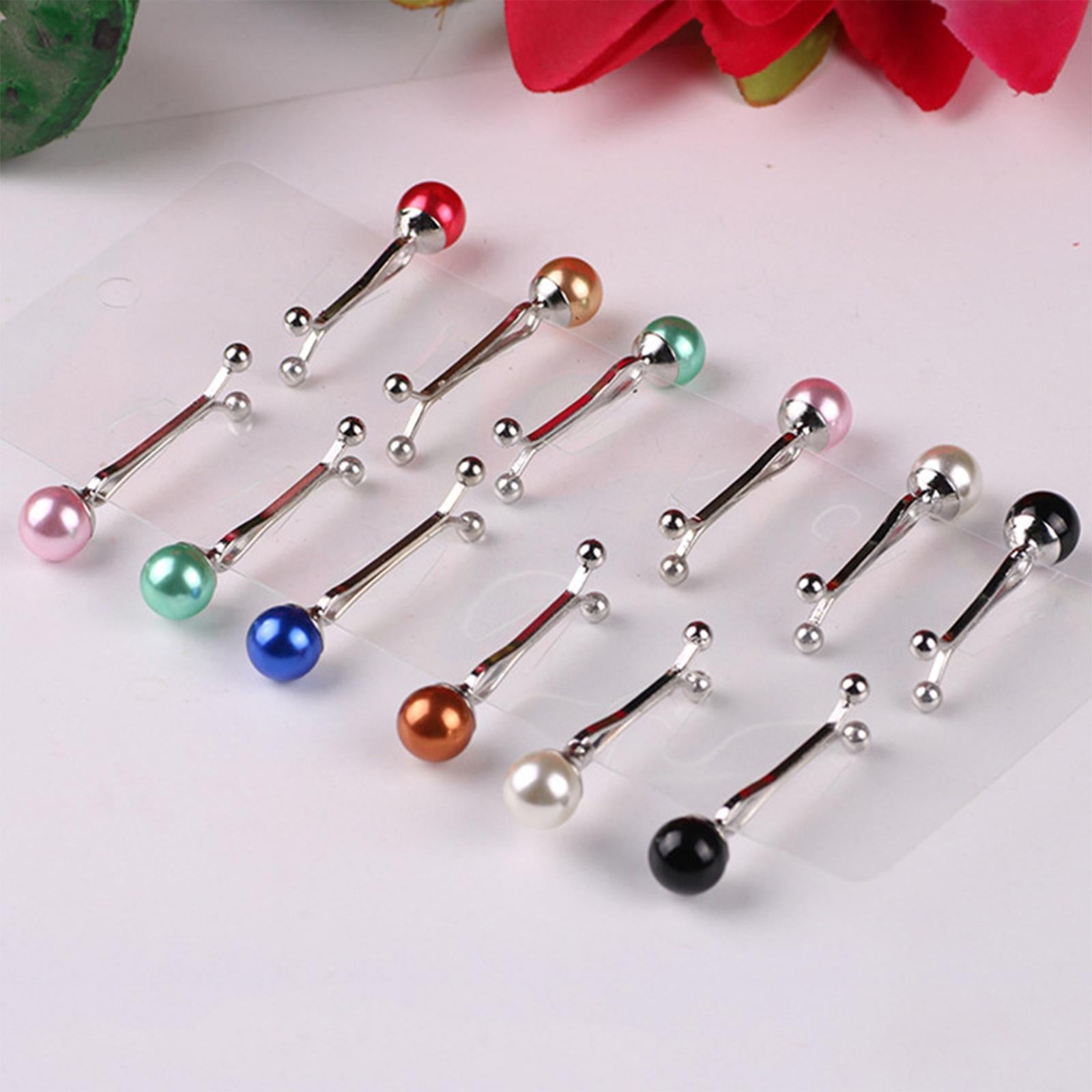 12 Pieces Pearl Scarf Brooch Pin Muslim Hijab Clips Lady Sweater Anti Slip