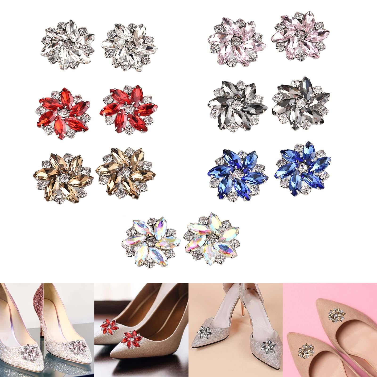 2Pc Rhinestone Shoe Clips Jewelry Crystal Shoe Buckle Wedding Dress White