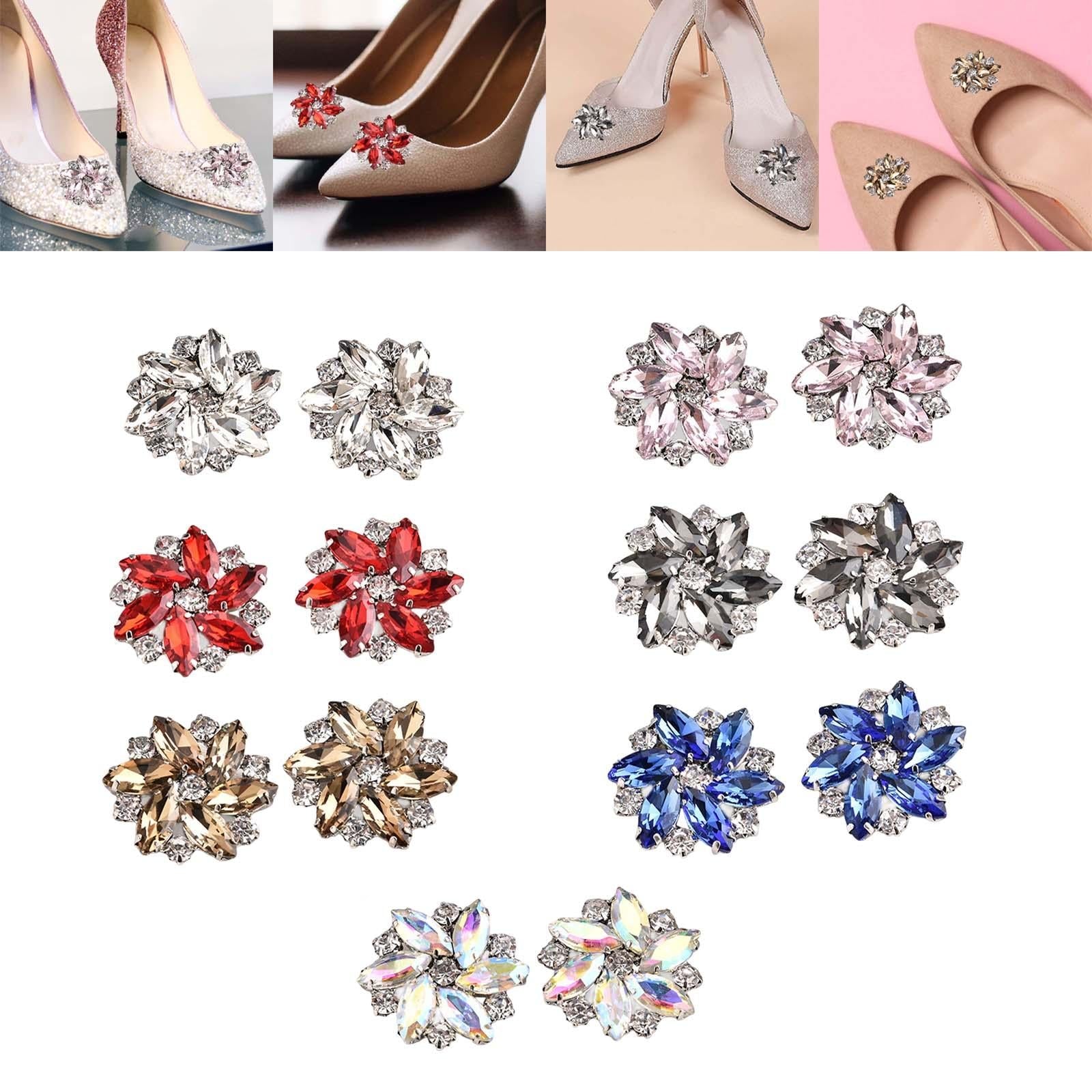 2Pc Rhinestone Shoe Clips Jewelry Crystal Shoe Buckle Wedding Dress White