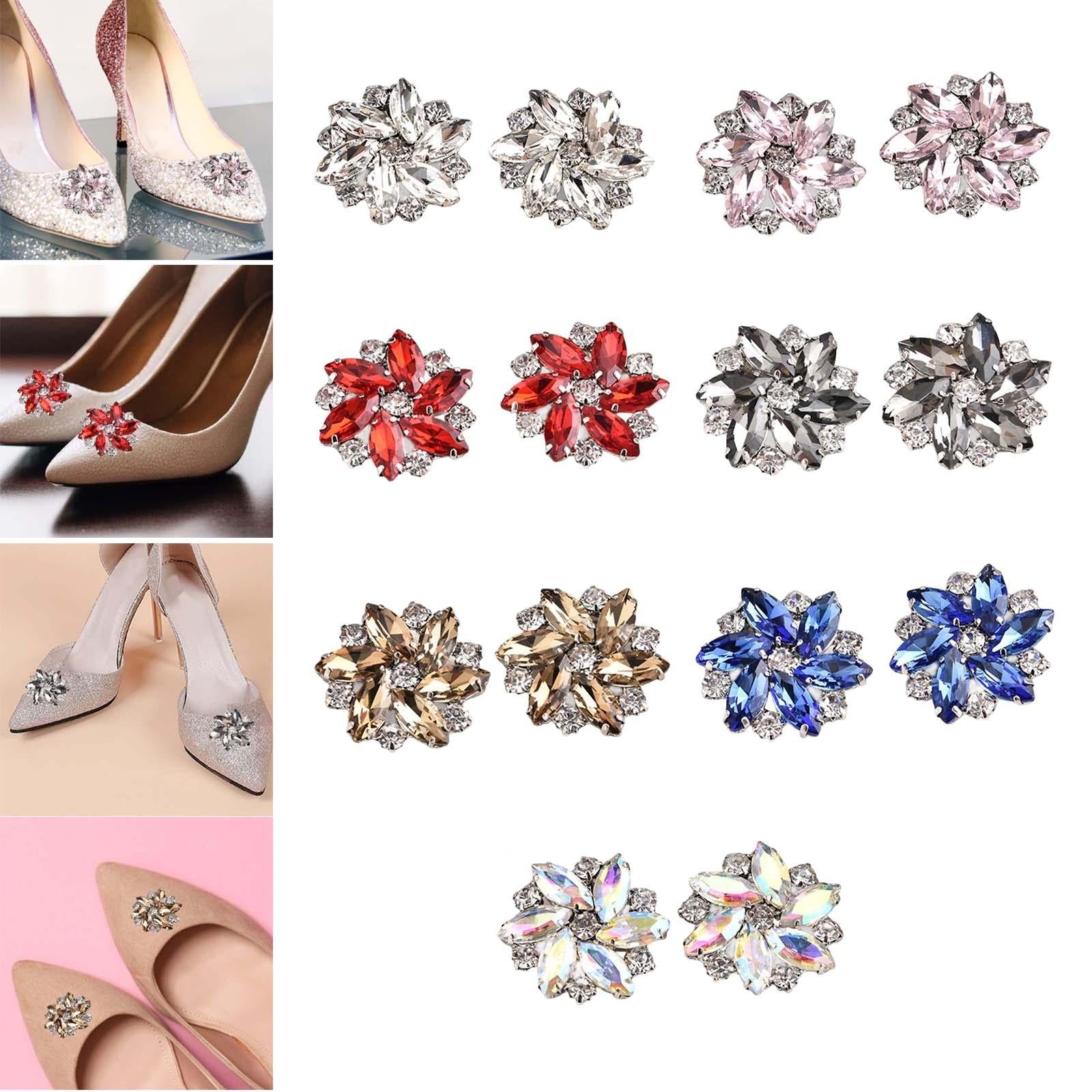 2Pc Rhinestone Shoe Clips Jewelry Crystal Shoe Buckle Wedding Dress White