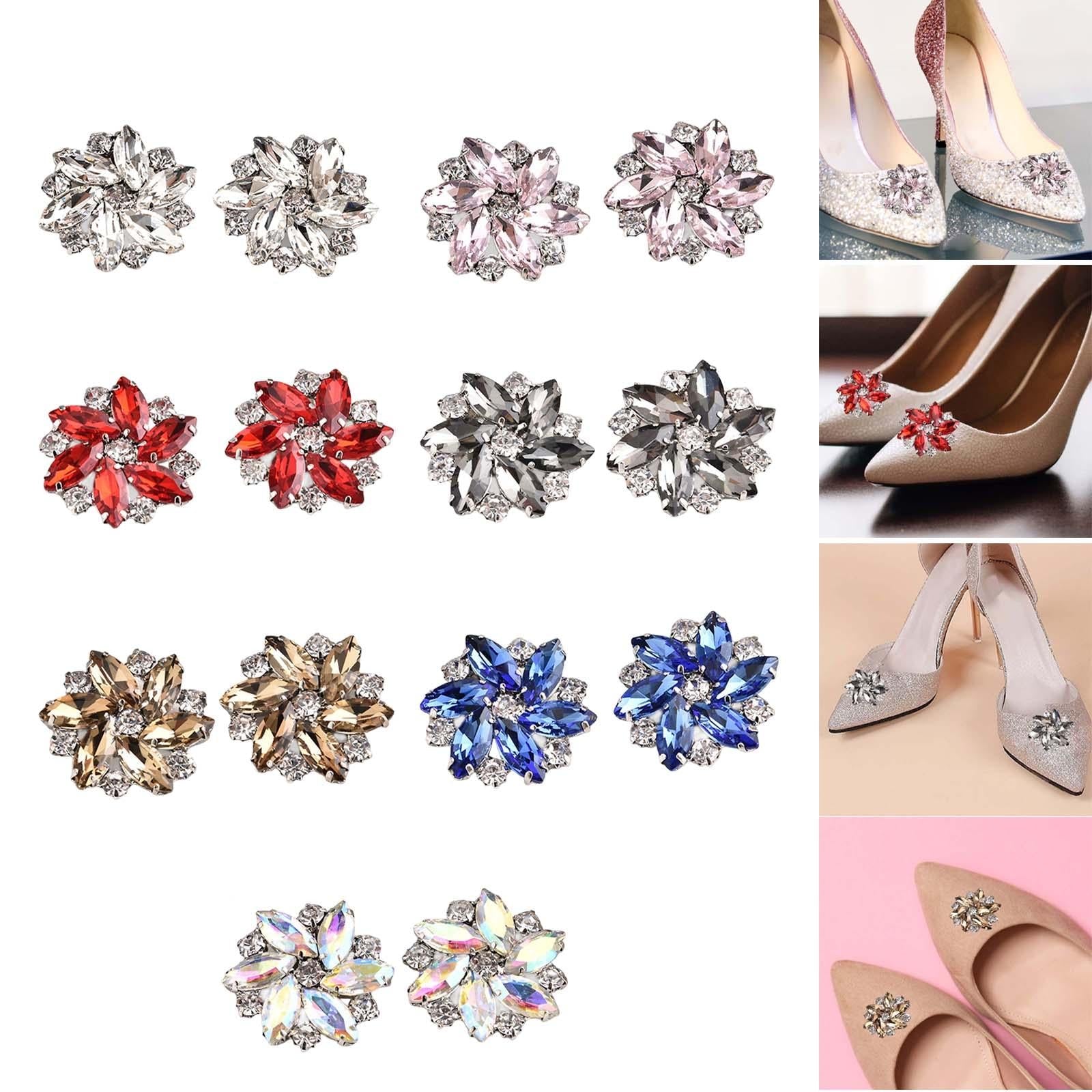 2Pc Rhinestone Shoe Clips Jewelry Crystal Shoe Buckle Wedding Dress White