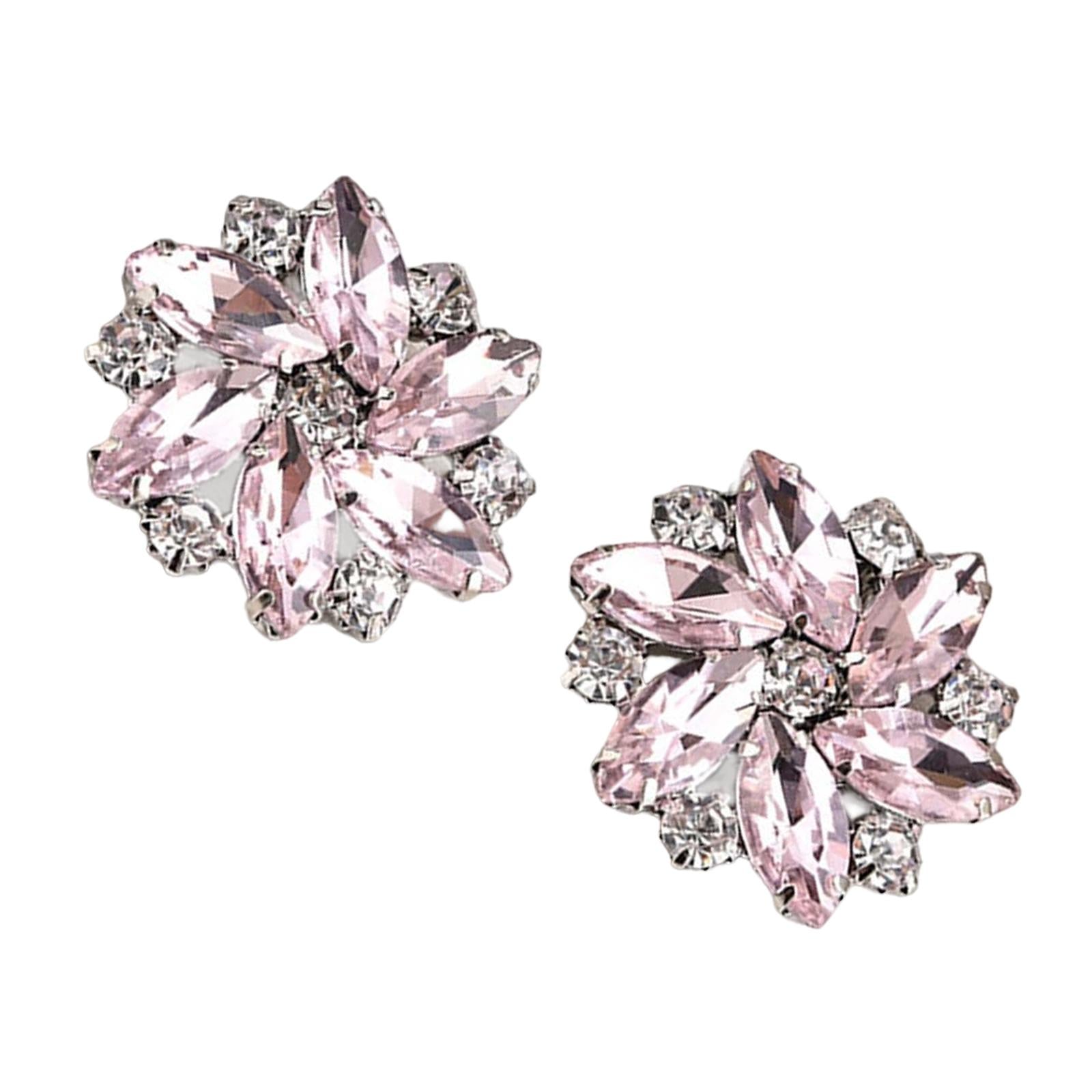 2Pc Rhinestone Shoe Clips Jewelry Crystal Shoe Buckle Wedding Dress Pink