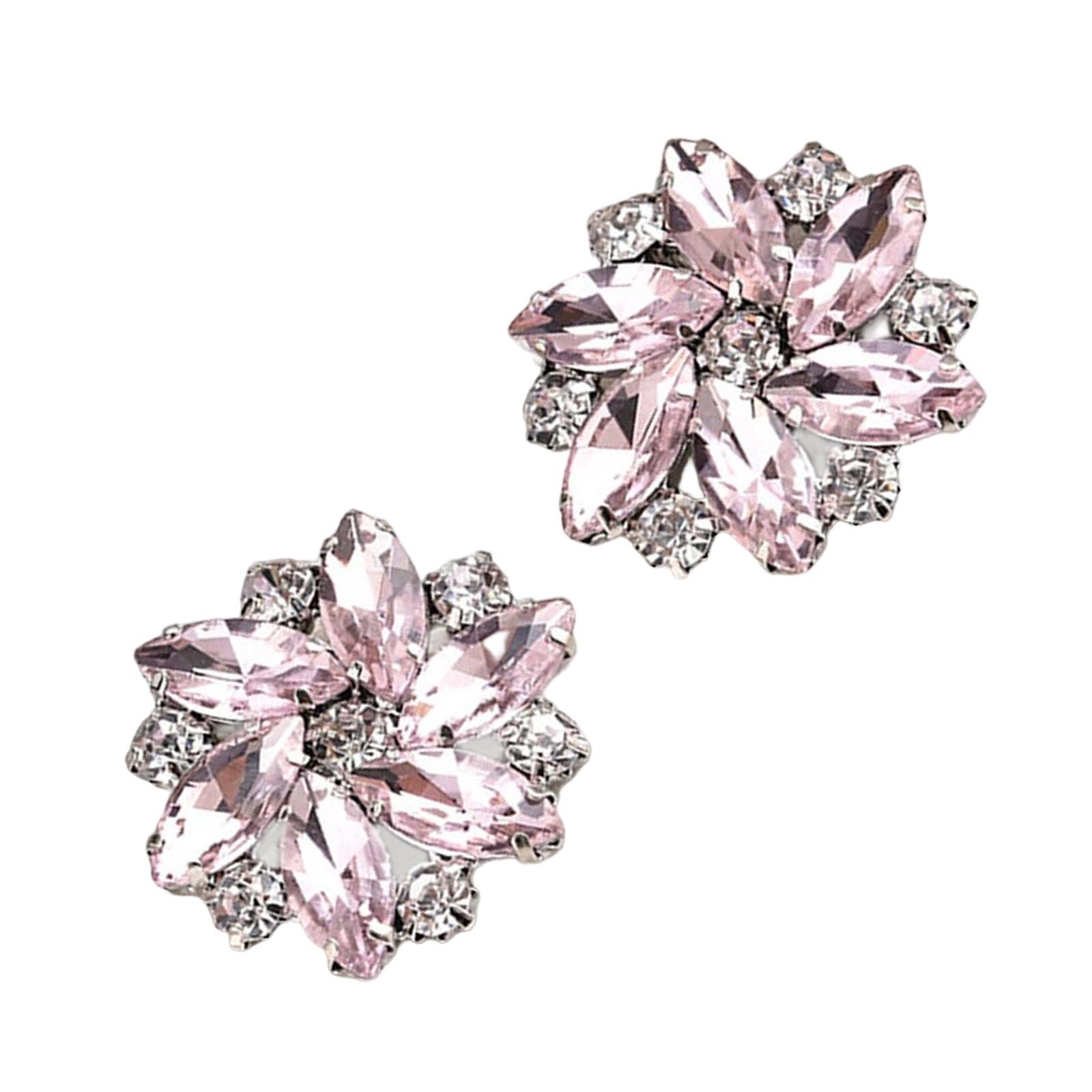 2Pc Rhinestone Shoe Clips Jewelry Crystal Shoe Buckle Wedding Dress Pink