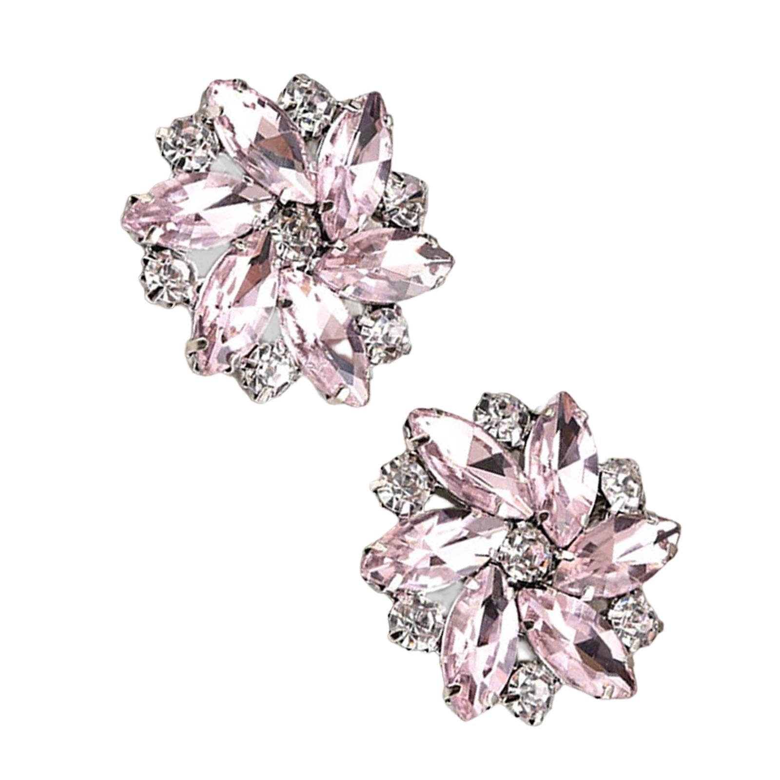 2Pc Rhinestone Shoe Clips Jewelry Crystal Shoe Buckle Wedding Dress Pink