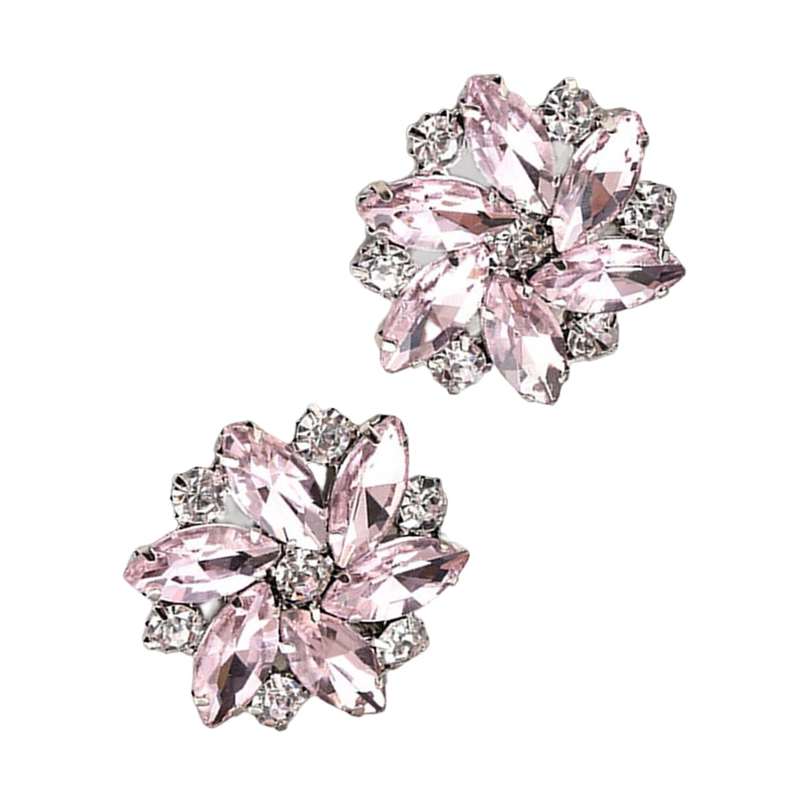 2Pc Rhinestone Shoe Clips Jewelry Crystal Shoe Buckle Wedding Dress Pink