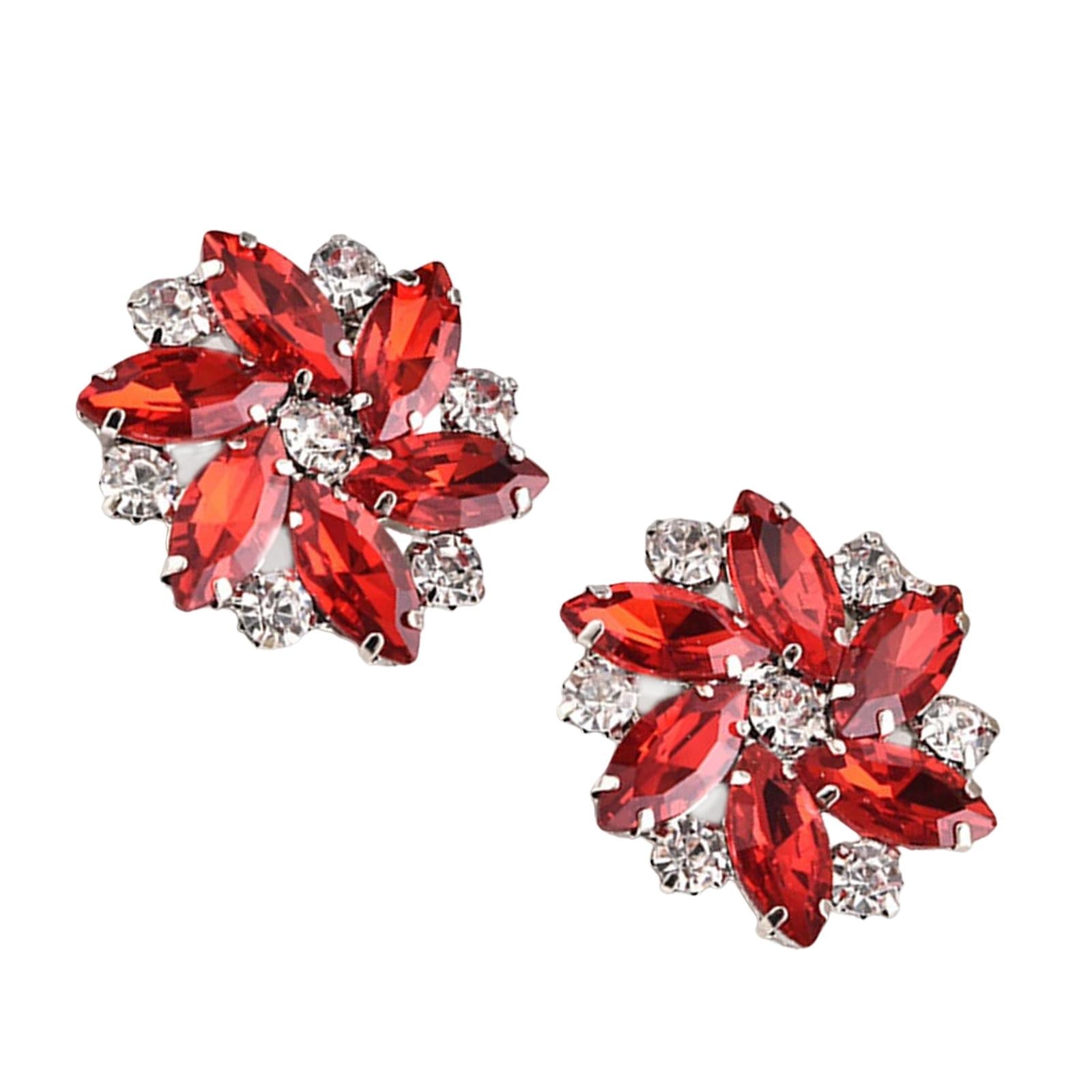 2Pc Rhinestone Shoe Clips Jewelry Crystal Shoe Buckle Wedding Dress Red