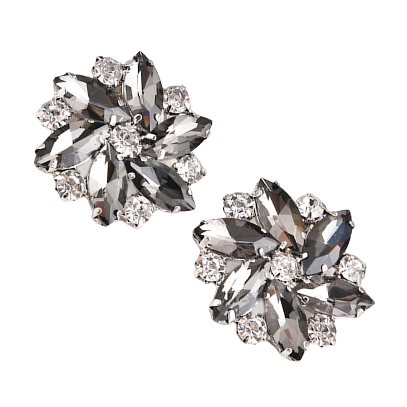 2Pc Rhinestone Shoe Clips Jewelry Crystal Shoe Buckle Wedding Dress Gray