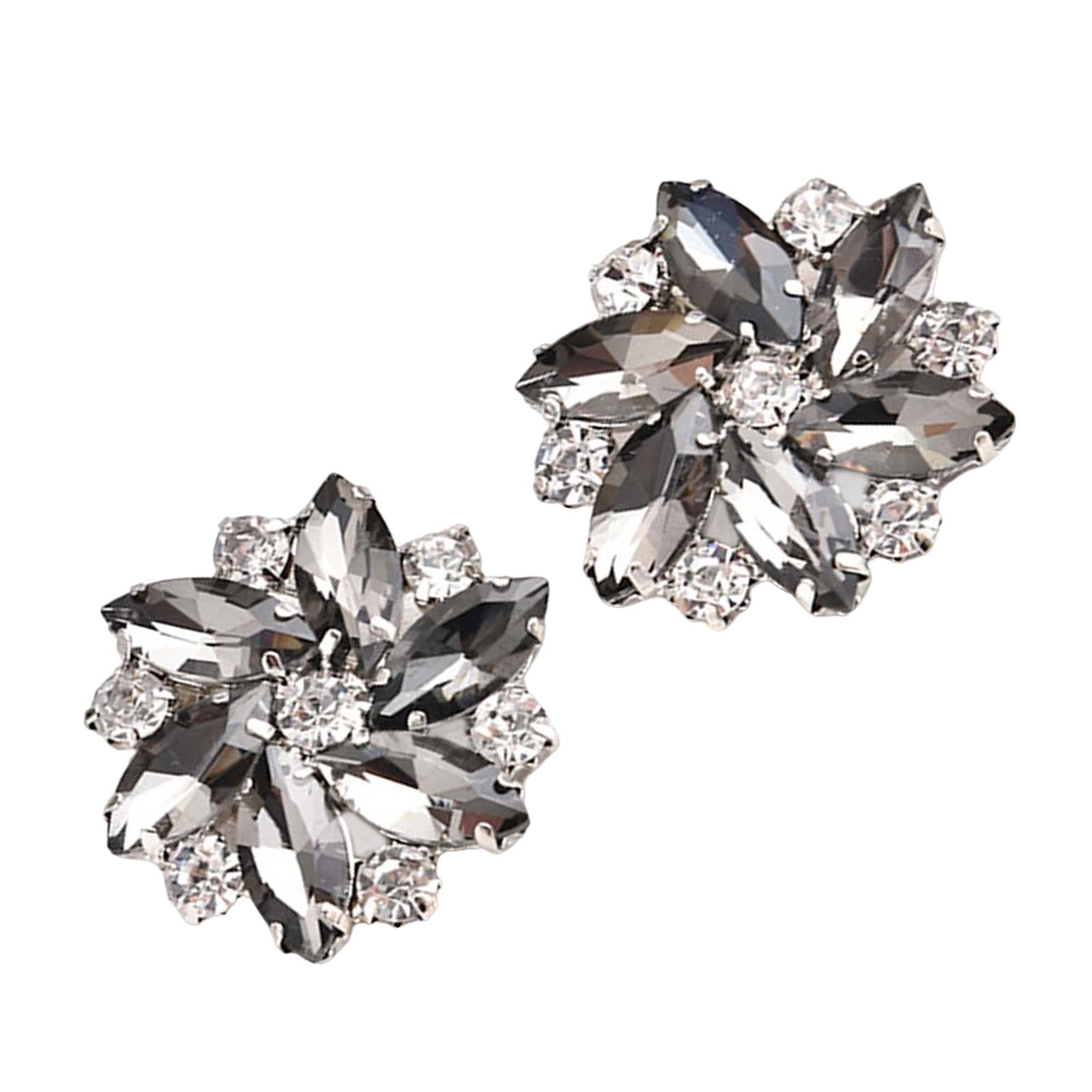 2Pc Rhinestone Shoe Clips Jewelry Crystal Shoe Buckle Wedding Dress Gray