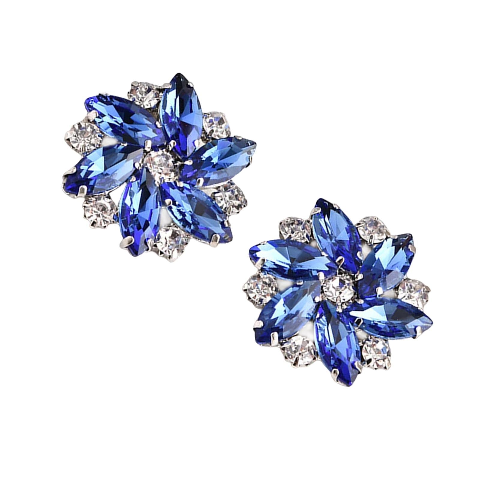 2Pc Rhinestone Shoe Clips Jewelry Crystal Shoe Buckle Wedding Dress Blue