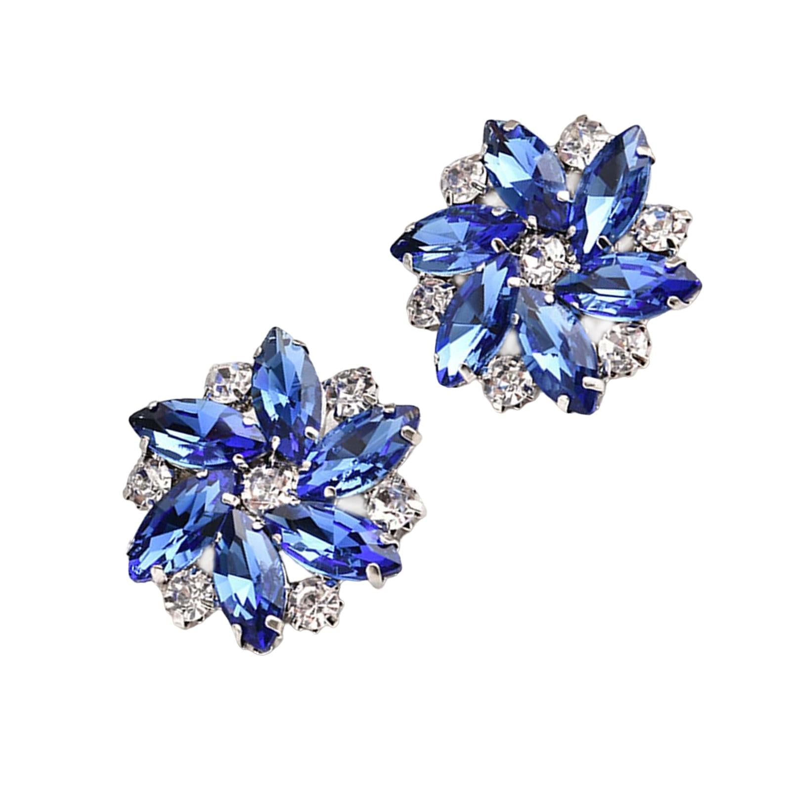 2Pc Rhinestone Shoe Clips Jewelry Crystal Shoe Buckle Wedding Dress Blue