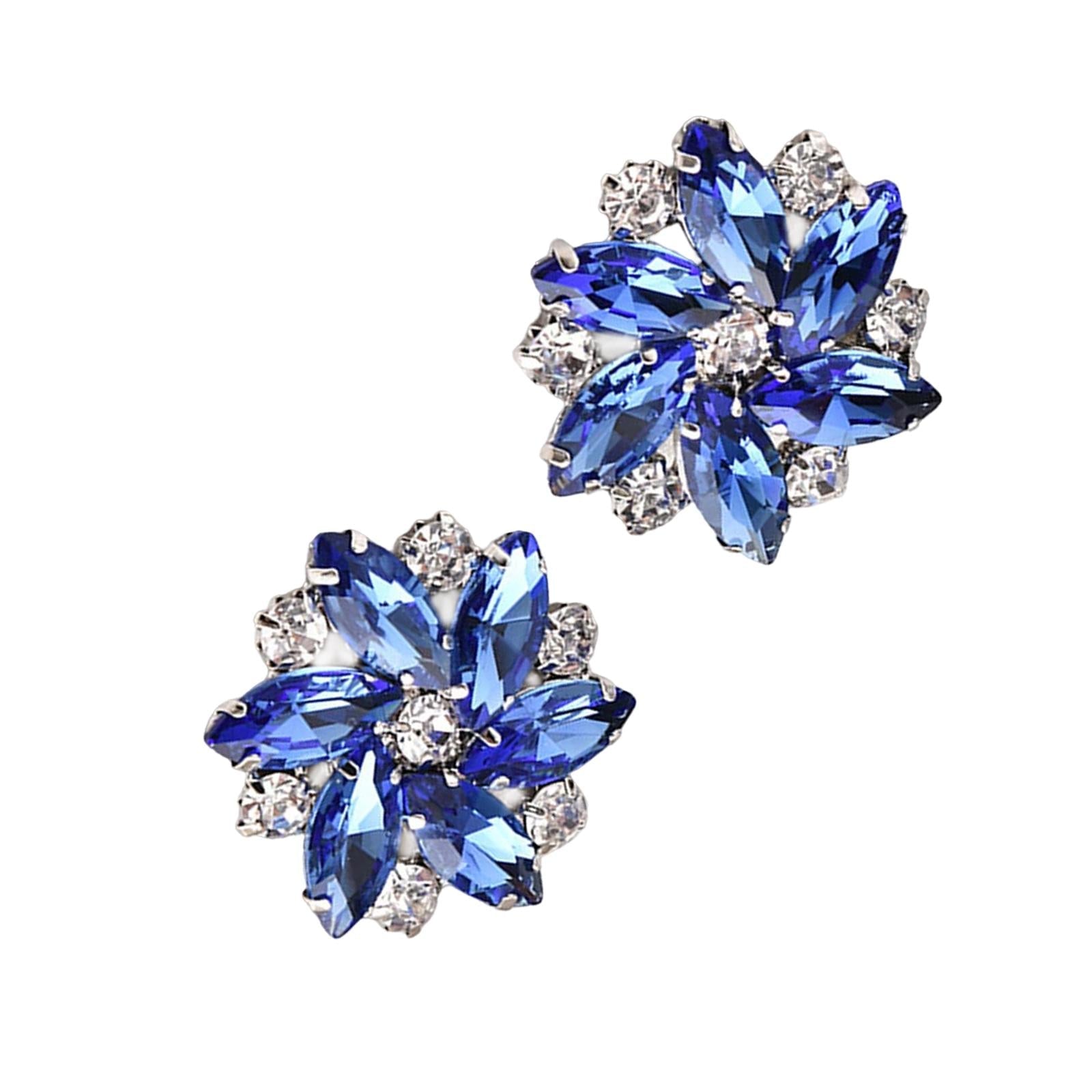 2Pc Rhinestone Shoe Clips Jewelry Crystal Shoe Buckle Wedding Dress Blue