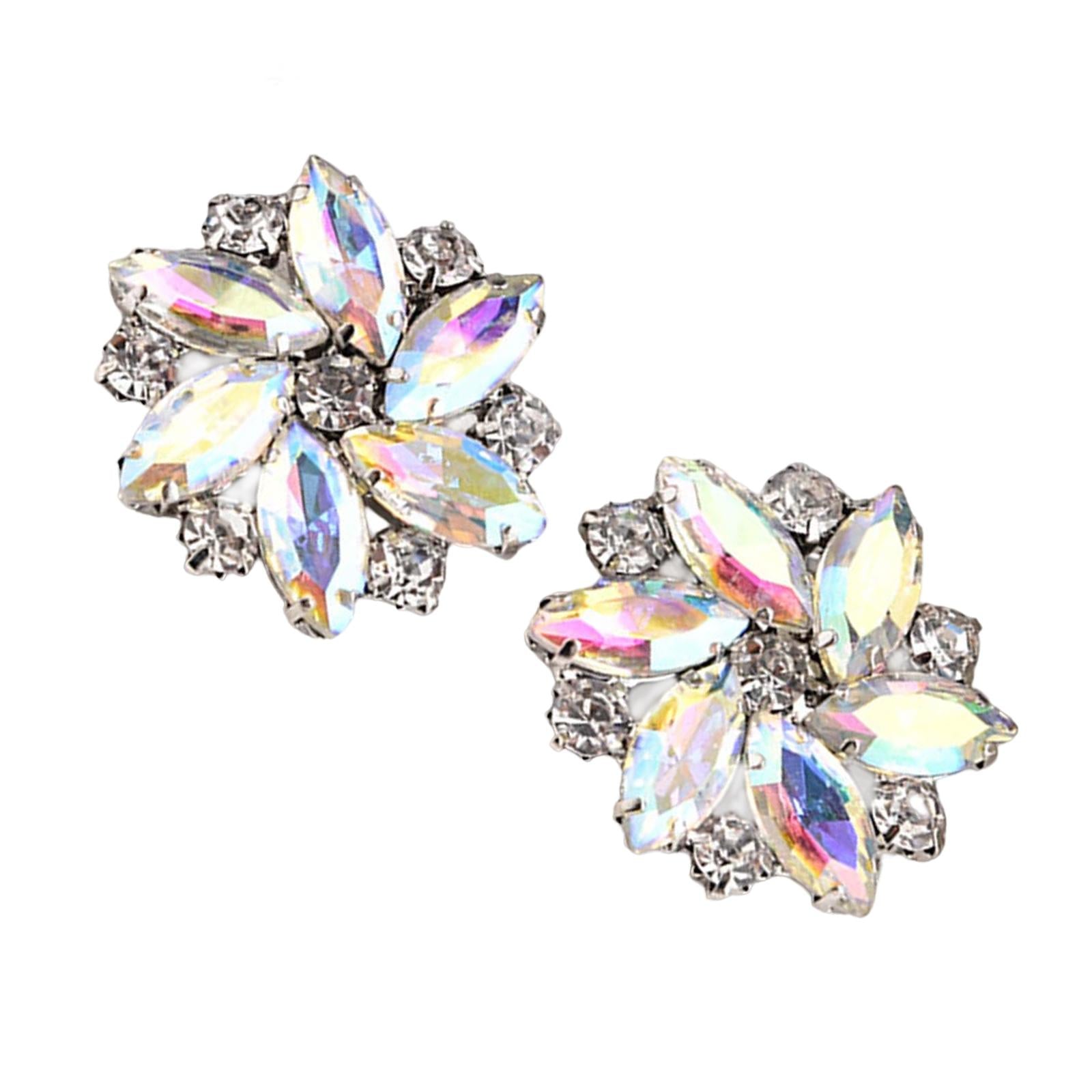 2Pc Rhinestone Shoe Clips Jewelry Crystal Shoe Buckle Wedding Dress Colorful