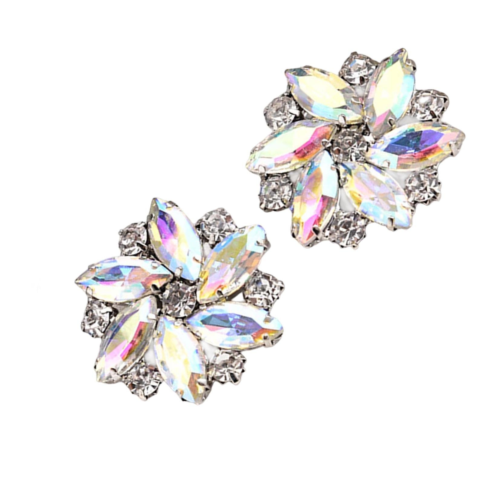 2Pc Rhinestone Shoe Clips Jewelry Crystal Shoe Buckle Wedding Dress Colorful