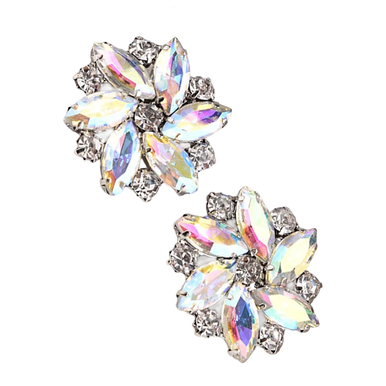 2Pc Rhinestone Shoe Clips Jewelry Crystal Shoe Buckle Wedding Dress Colorful