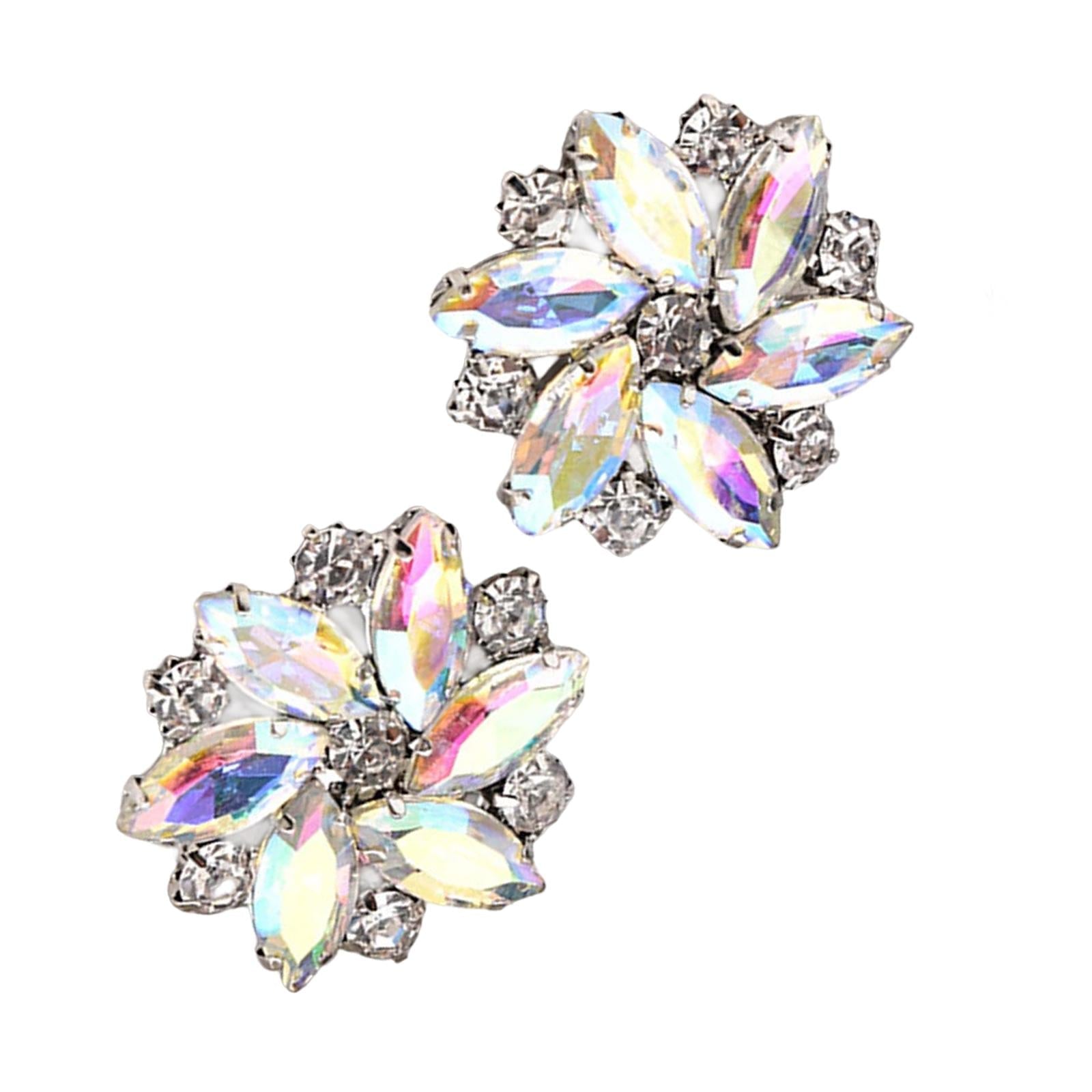 2Pc Rhinestone Shoe Clips Jewelry Crystal Shoe Buckle Wedding Dress Colorful