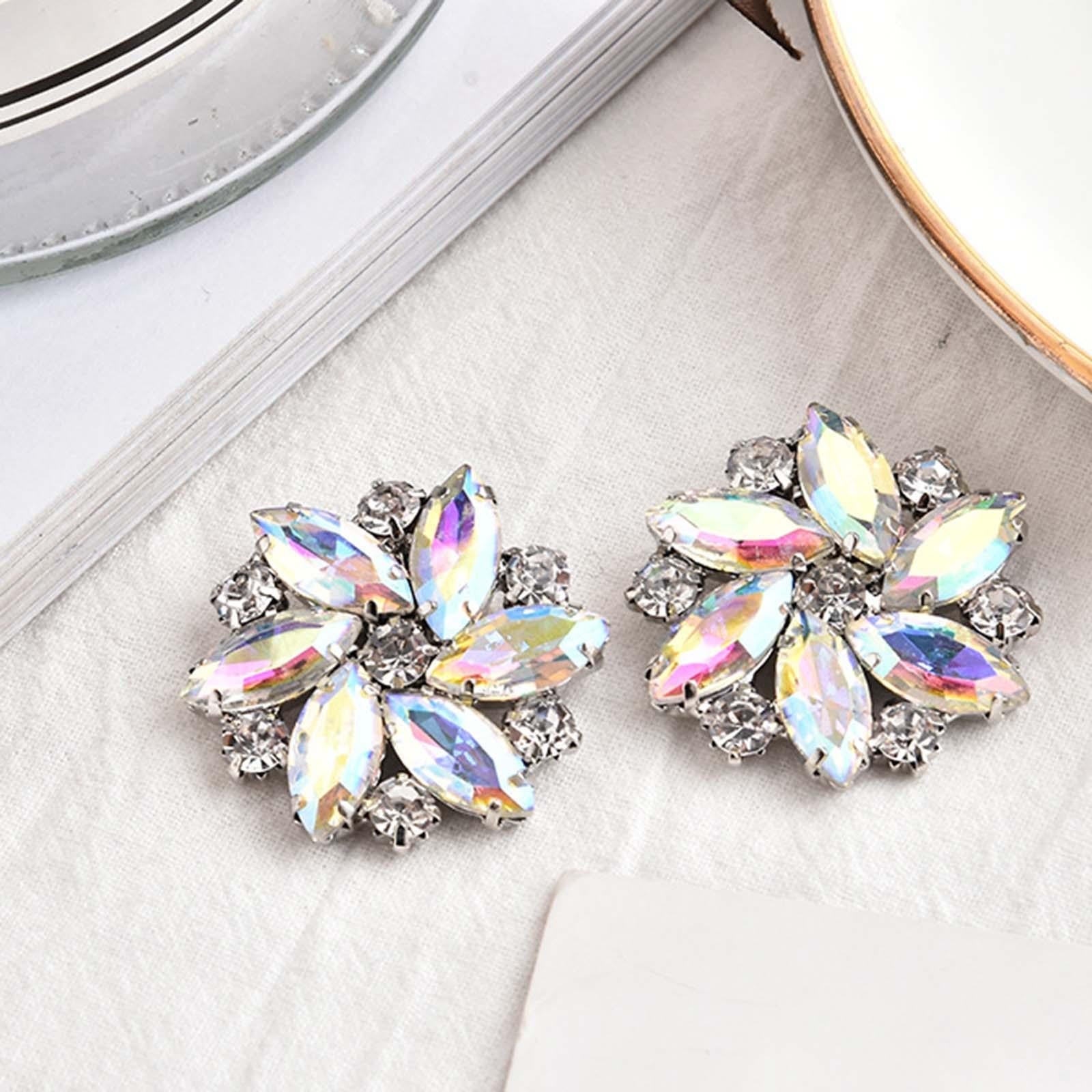 2Pc Rhinestone Shoe Clips Jewelry Crystal Shoe Buckle Wedding Dress Colorful