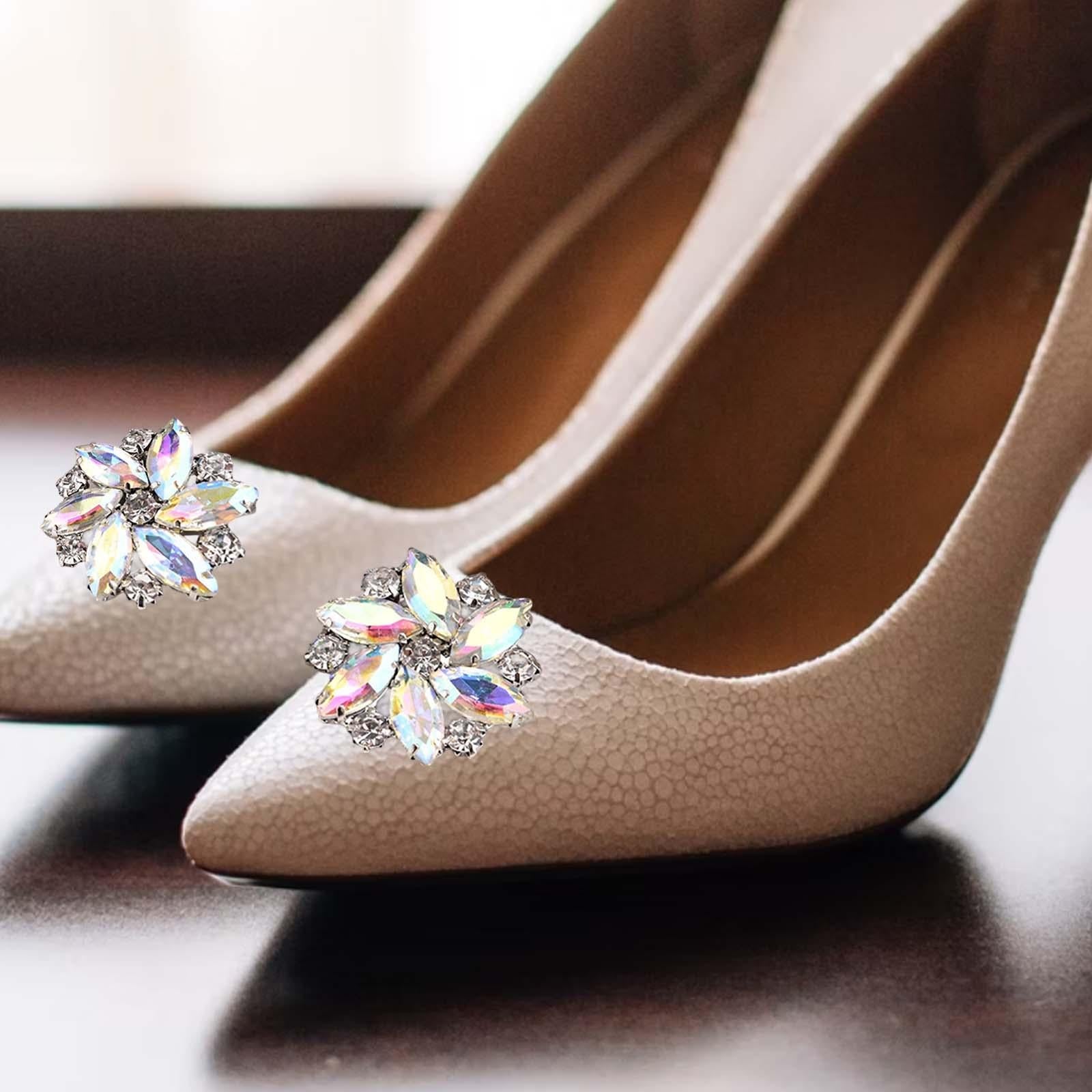 2Pc Rhinestone Shoe Clips Jewelry Crystal Shoe Buckle Wedding Dress Colorful