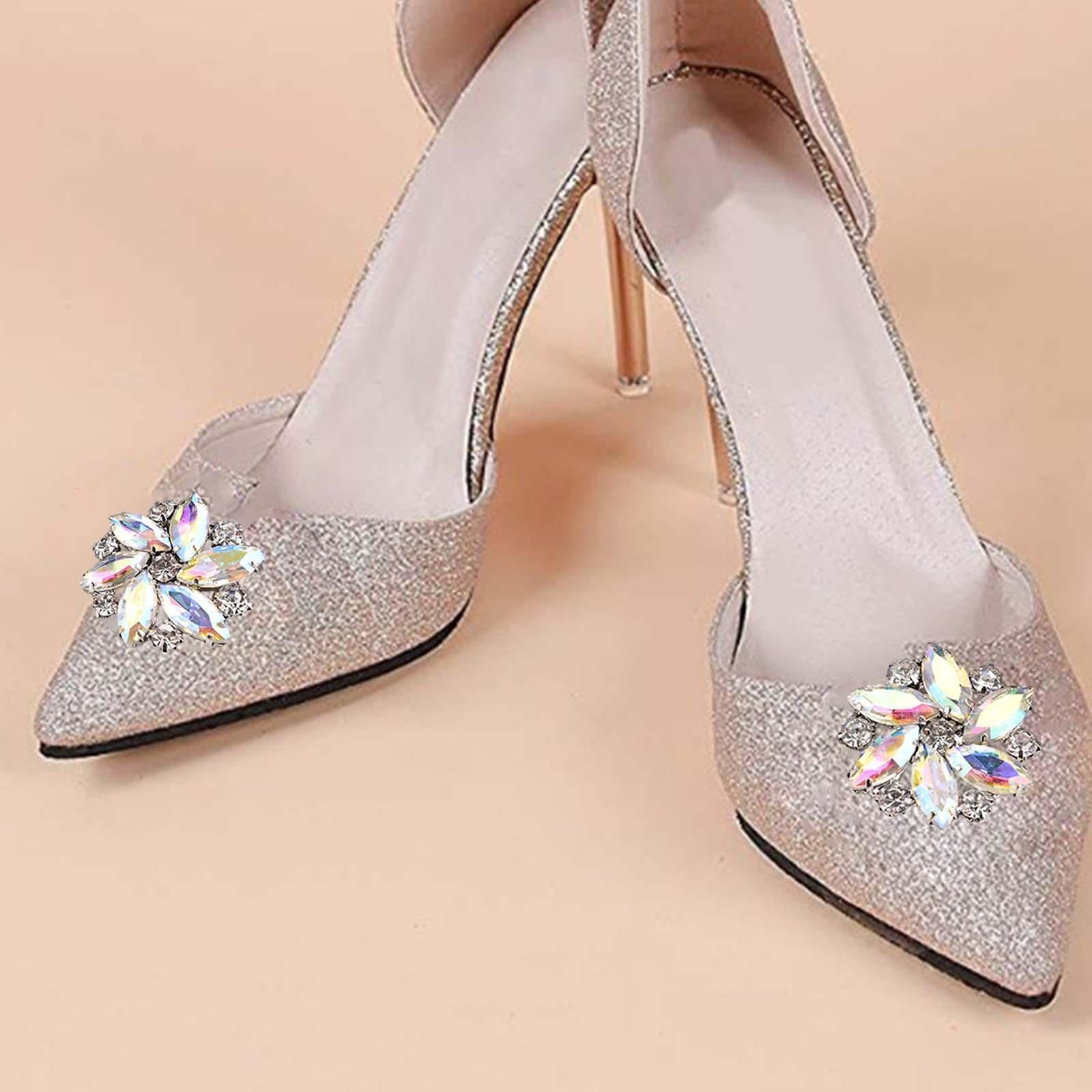 2Pc Rhinestone Shoe Clips Jewelry Crystal Shoe Buckle Wedding Dress Colorful