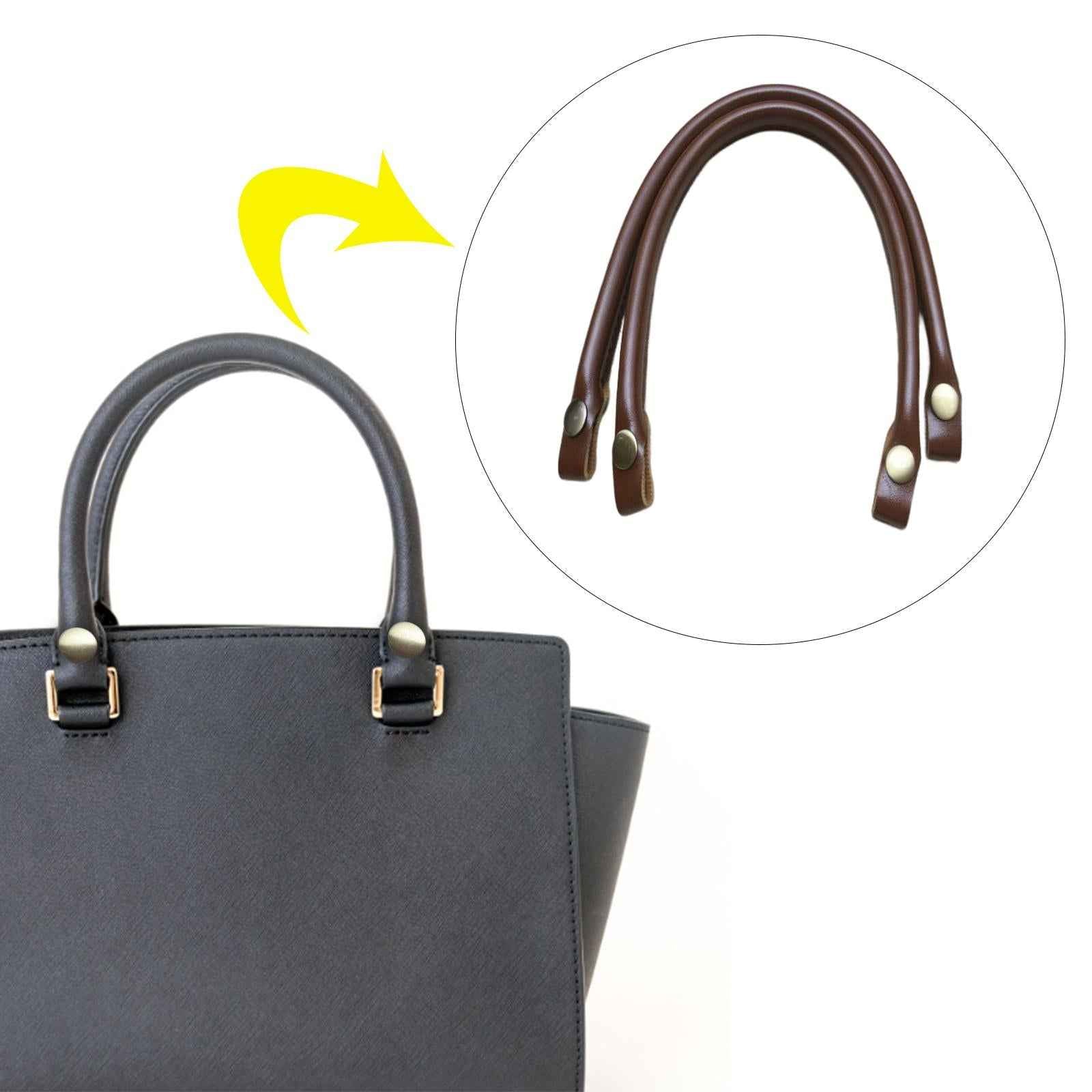 2x PU Leather Bag Handles for Replacement Bag Making DIY Craft Brown