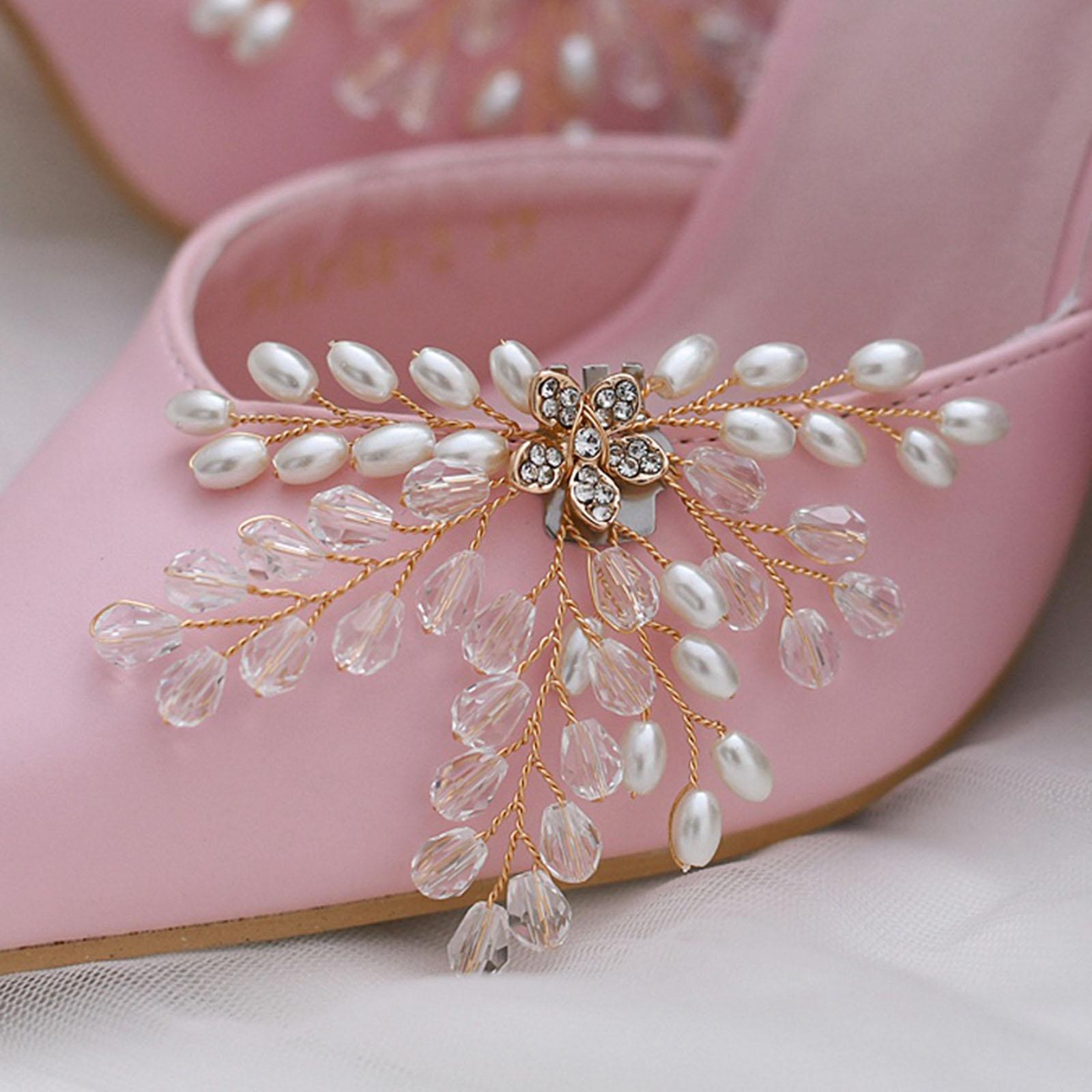 2Pcs Metal Rhinestone Shoes Clips Bridal Shoes Charm Craft Jewelry for Decor