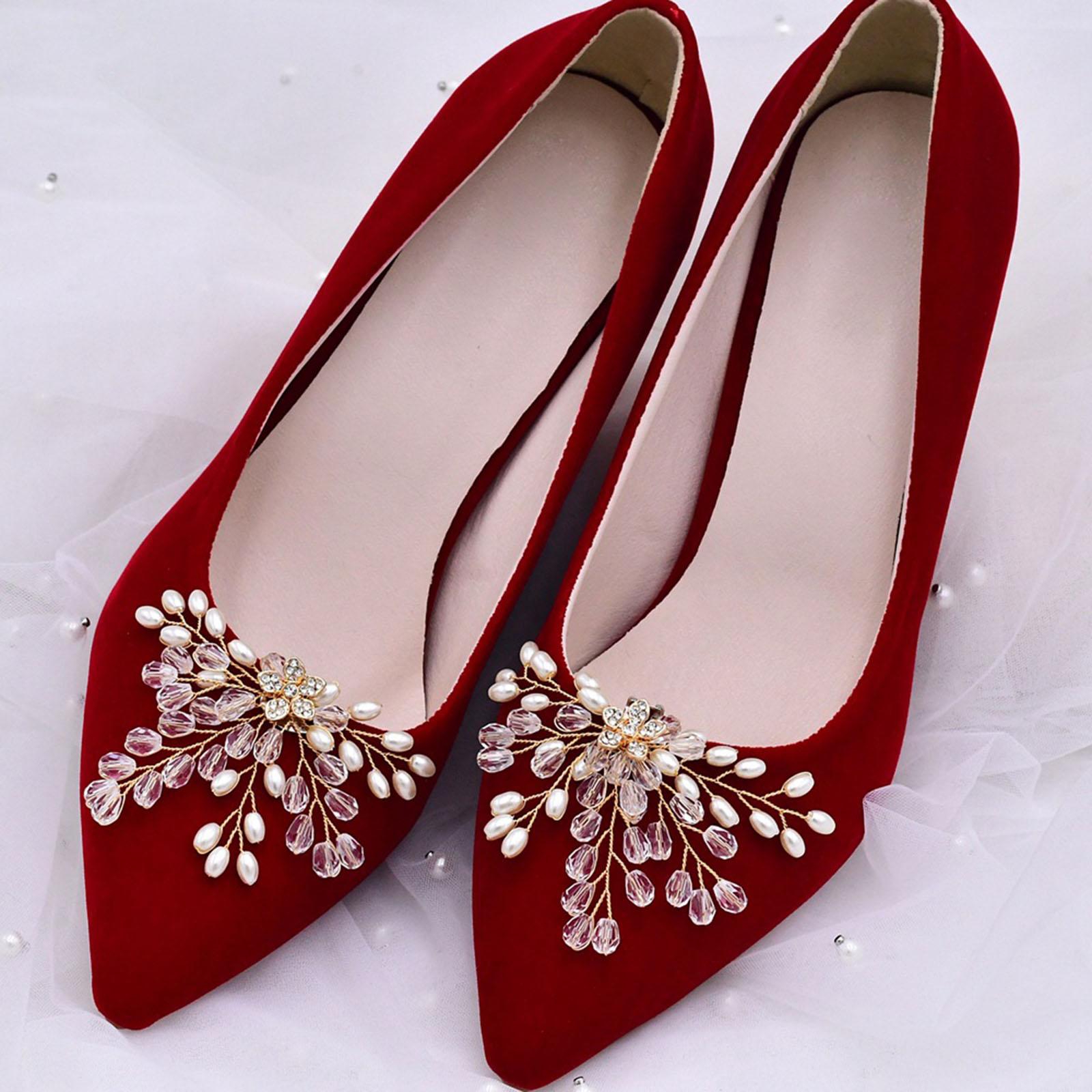 2Pcs Metal Rhinestone Shoes Clips Bridal Shoes Charm Craft Jewelry for Decor