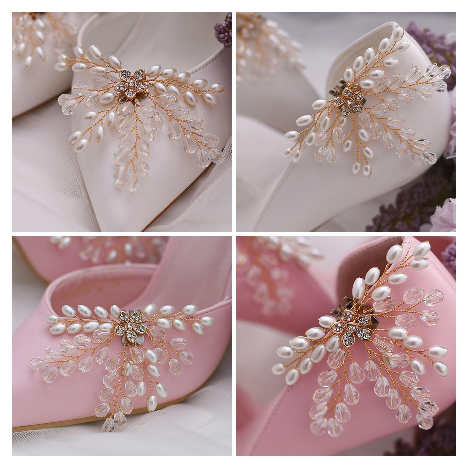 2Pcs Metal Rhinestone Shoes Clips Bridal Shoes Charm Craft Jewelry for Decor