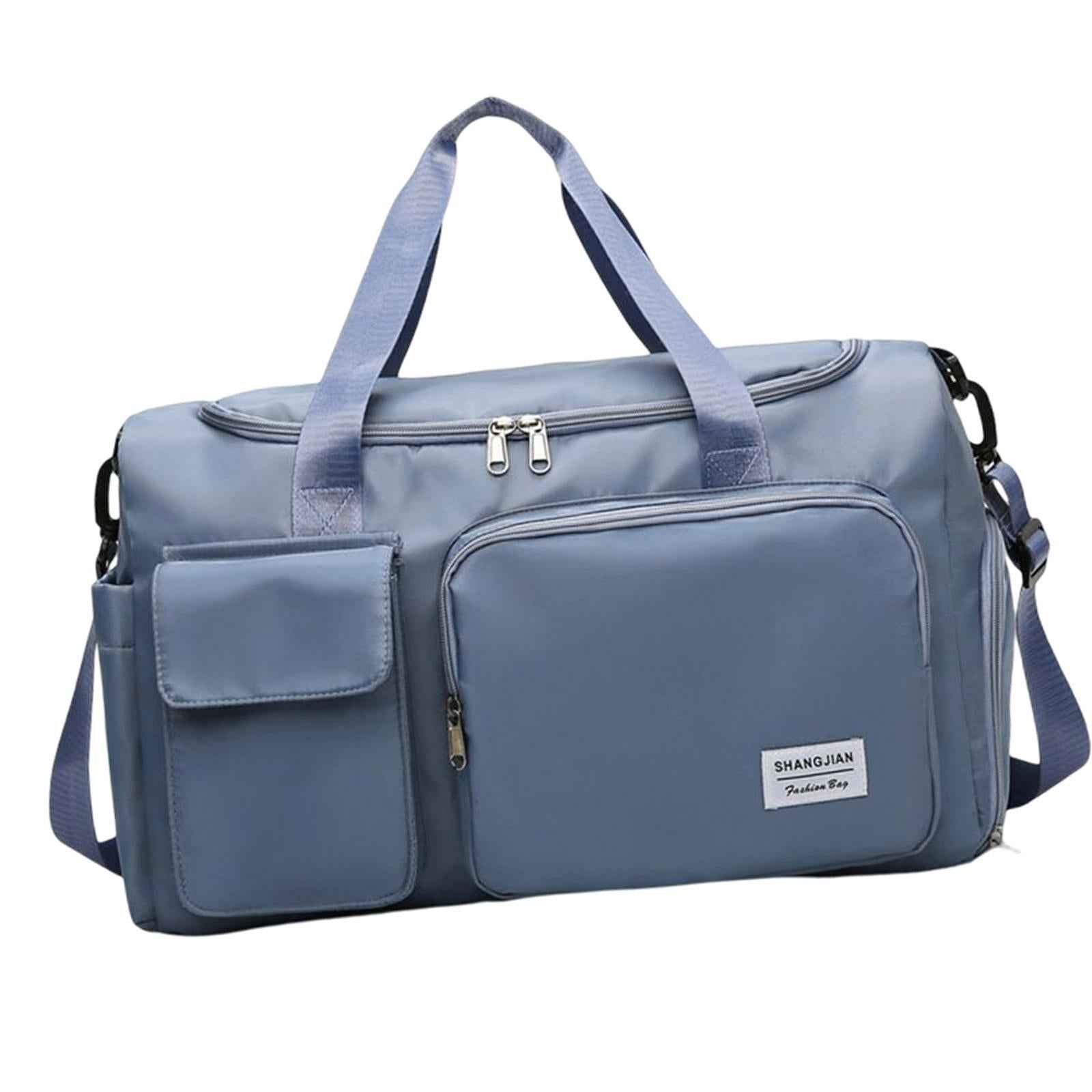 Waterproof Sports Duffel Tote Handbag Wet Pocket Shoulder Bag for Men Women Blue