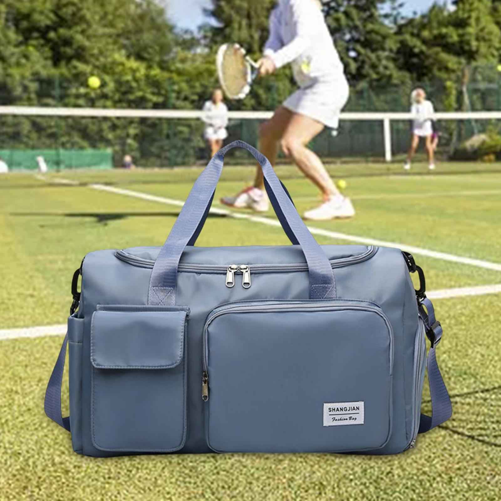 Waterproof Sports Duffel Tote Handbag Wet Pocket Shoulder Bag for Men Women Blue
