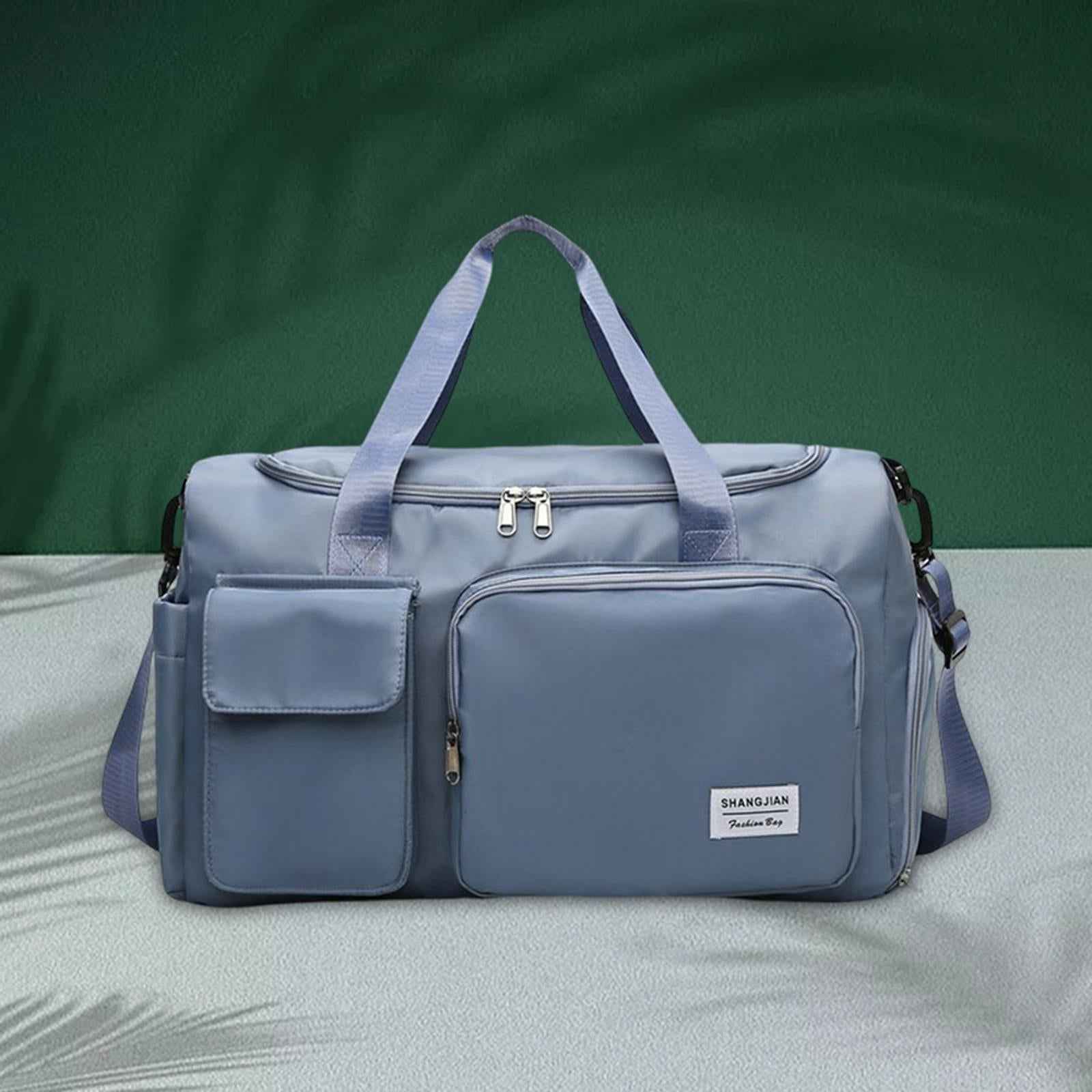 Waterproof Sports Duffel Tote Handbag Wet Pocket Shoulder Bag for Men Women Blue