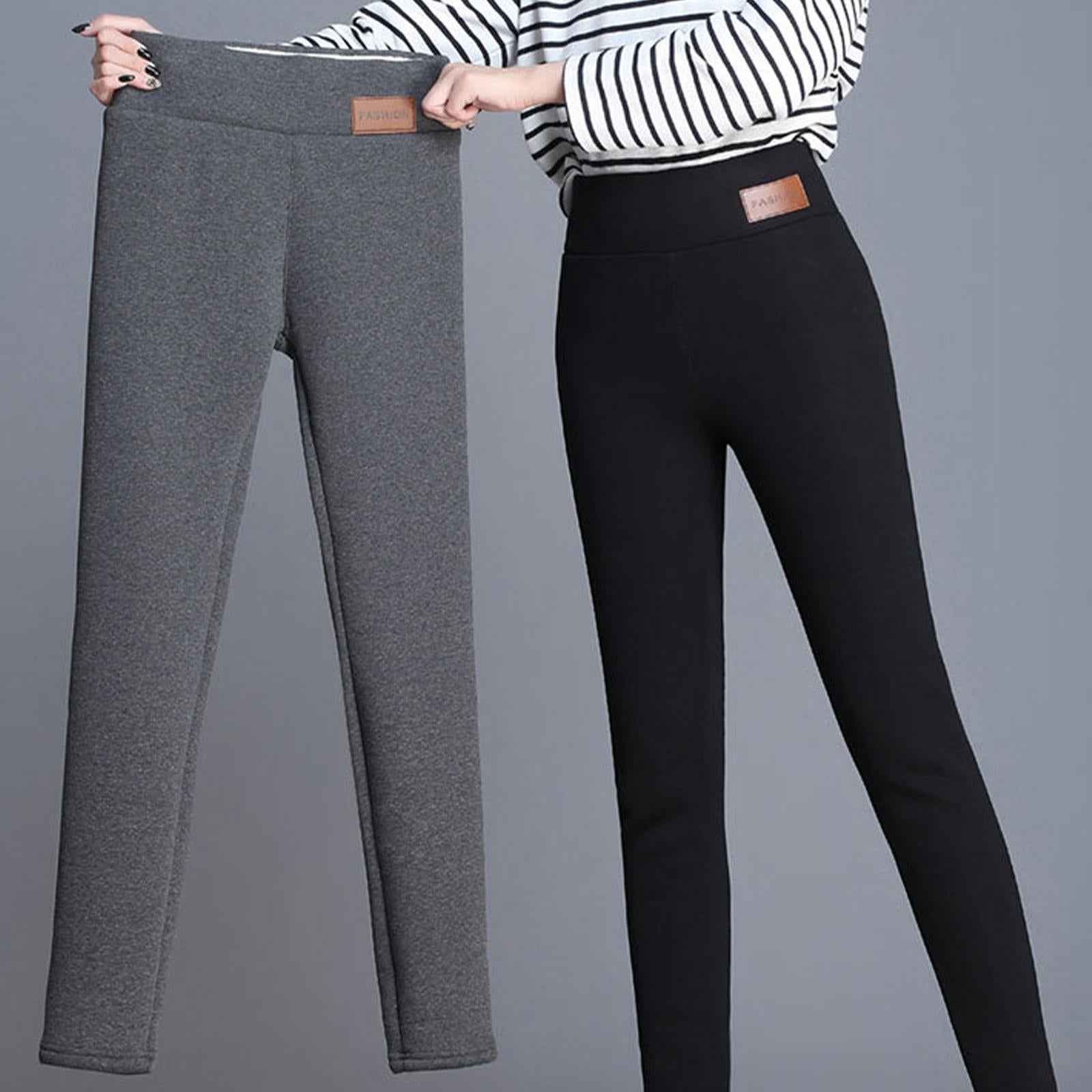 Women Fleece Lined Leggings Thick Velvet Tights High Waist Legging Solid XL