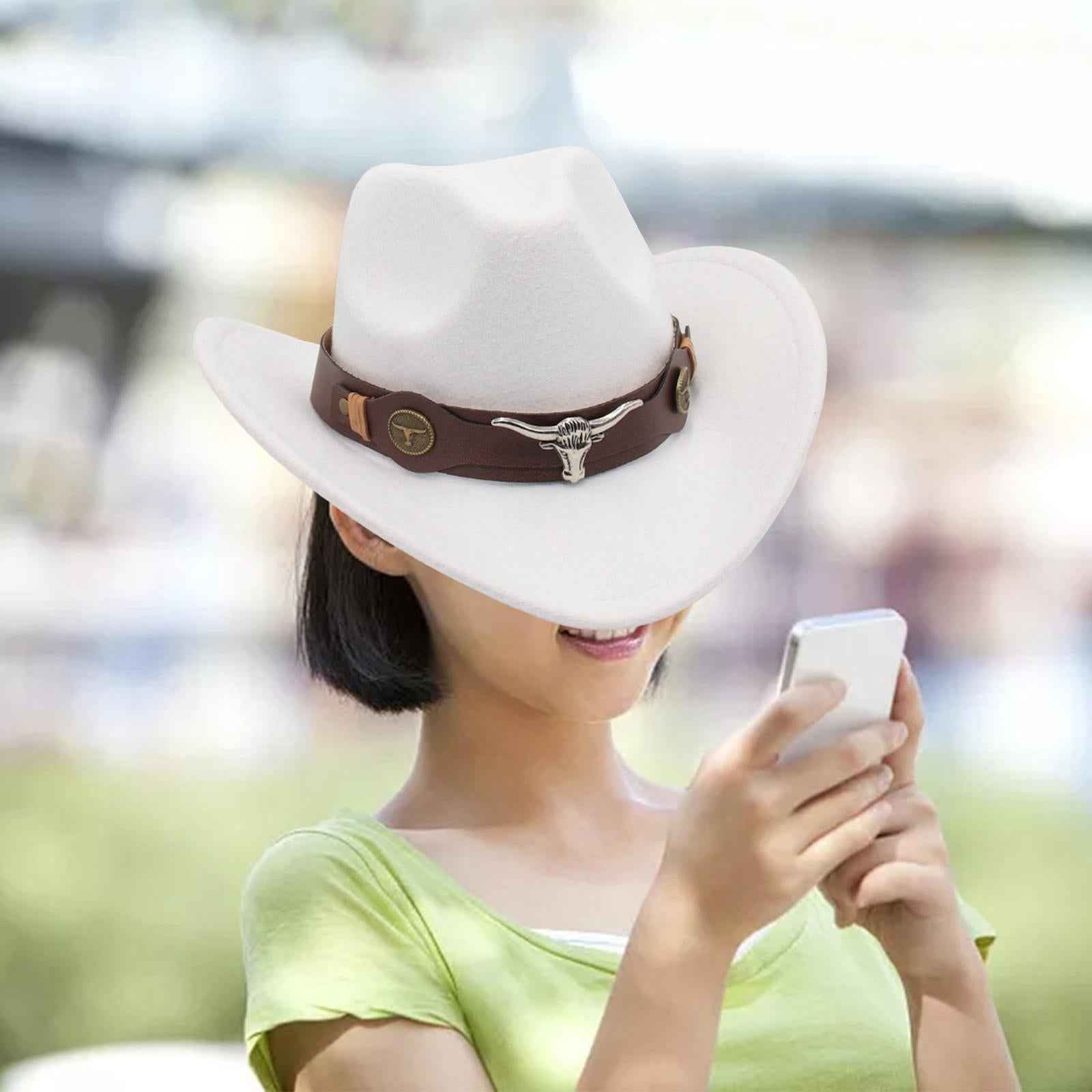 Casual Cowboy Hat Costume Cosplay Sun Protection Hat Summer for Hiking White
