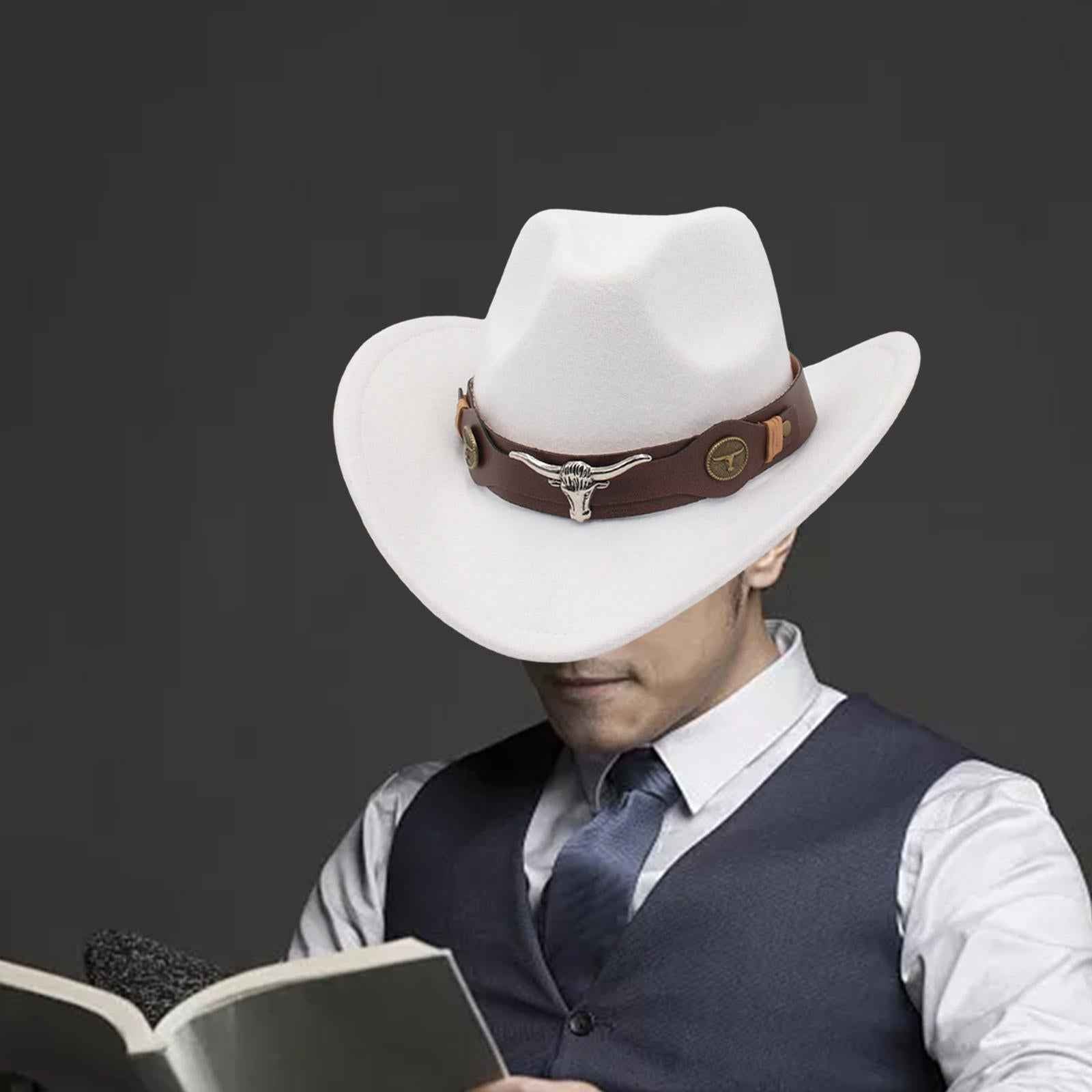 Casual Cowboy Hat Costume Cosplay Sun Protection Hat Summer for Hiking White