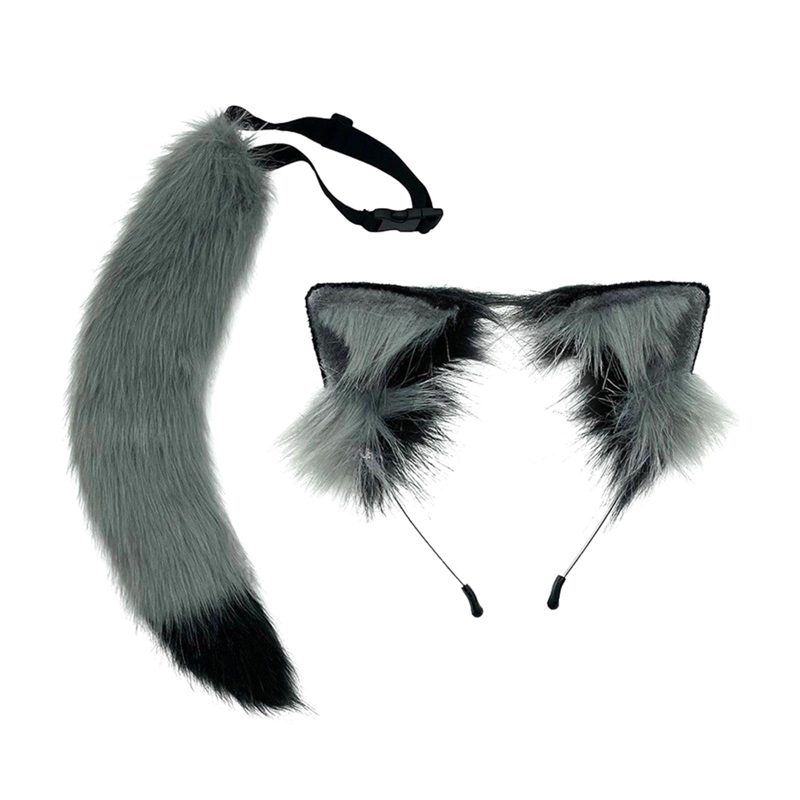 2Pcs Fox Ears Hair Hoop Fox Ears Hair Lovely for Dress up Gray Black