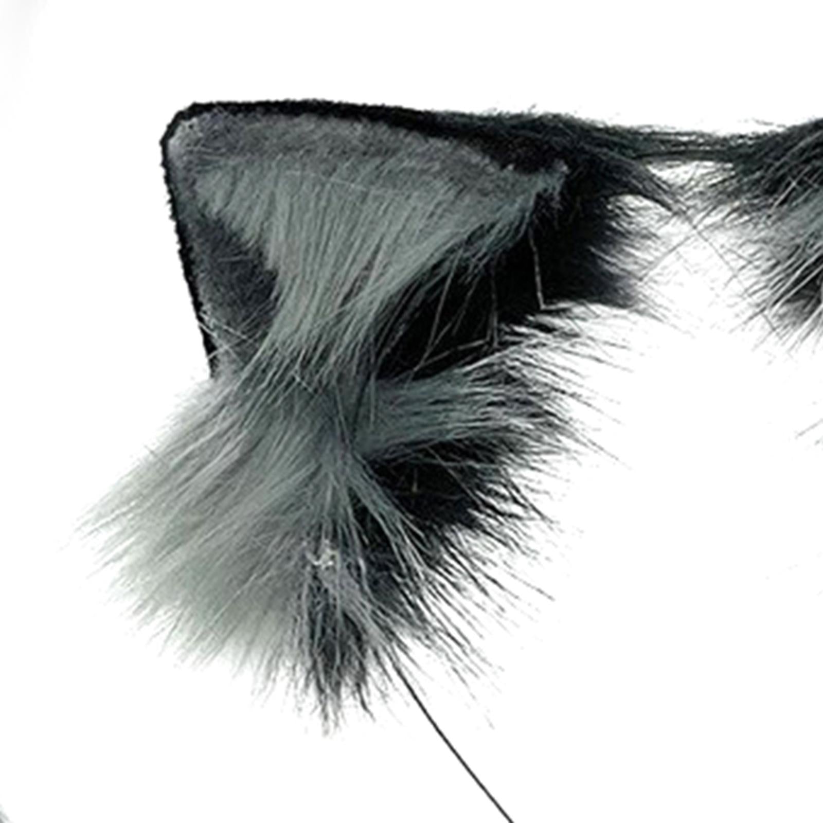 2Pcs Fox Ears Hair Hoop Fox Ears Hair Lovely for Dress up Gray Black