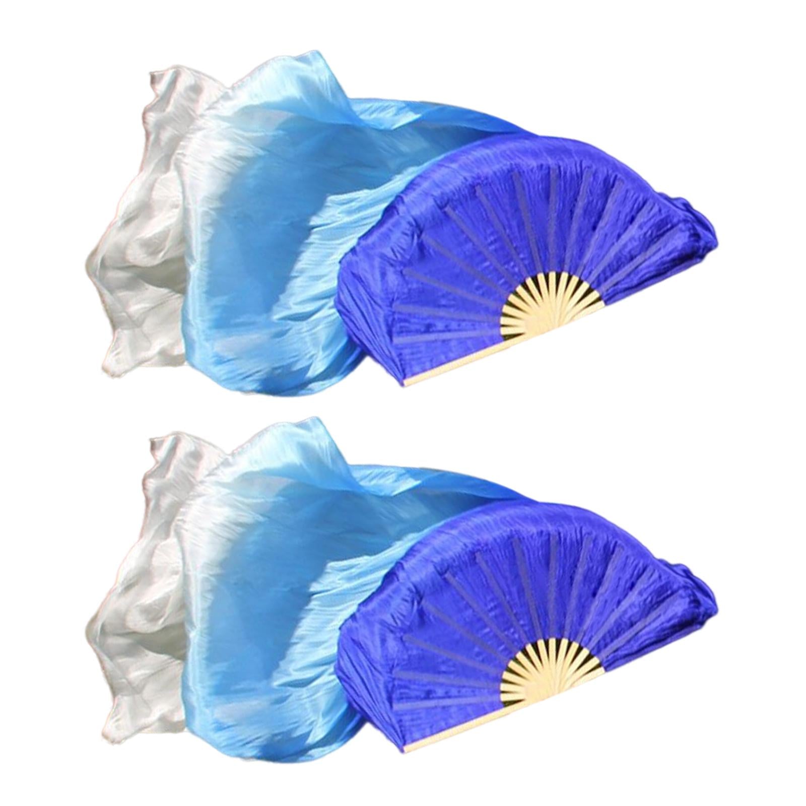 2Pcs Belly Dance Fan Veils 1.8M Performance Dancer Practice Dance Props