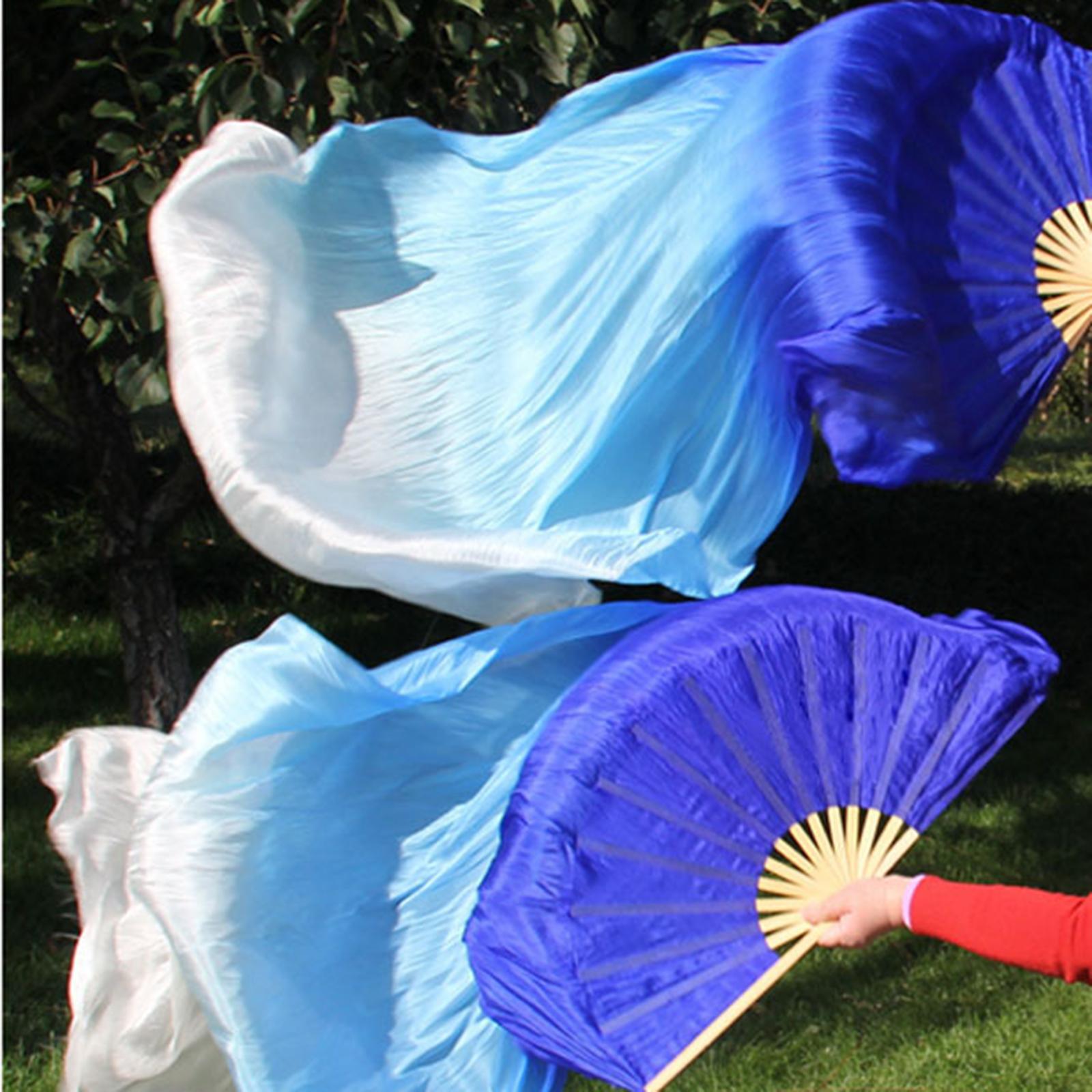 2Pcs Belly Dance Fan Veils 1.8M Performance Dancer Practice Dance Props