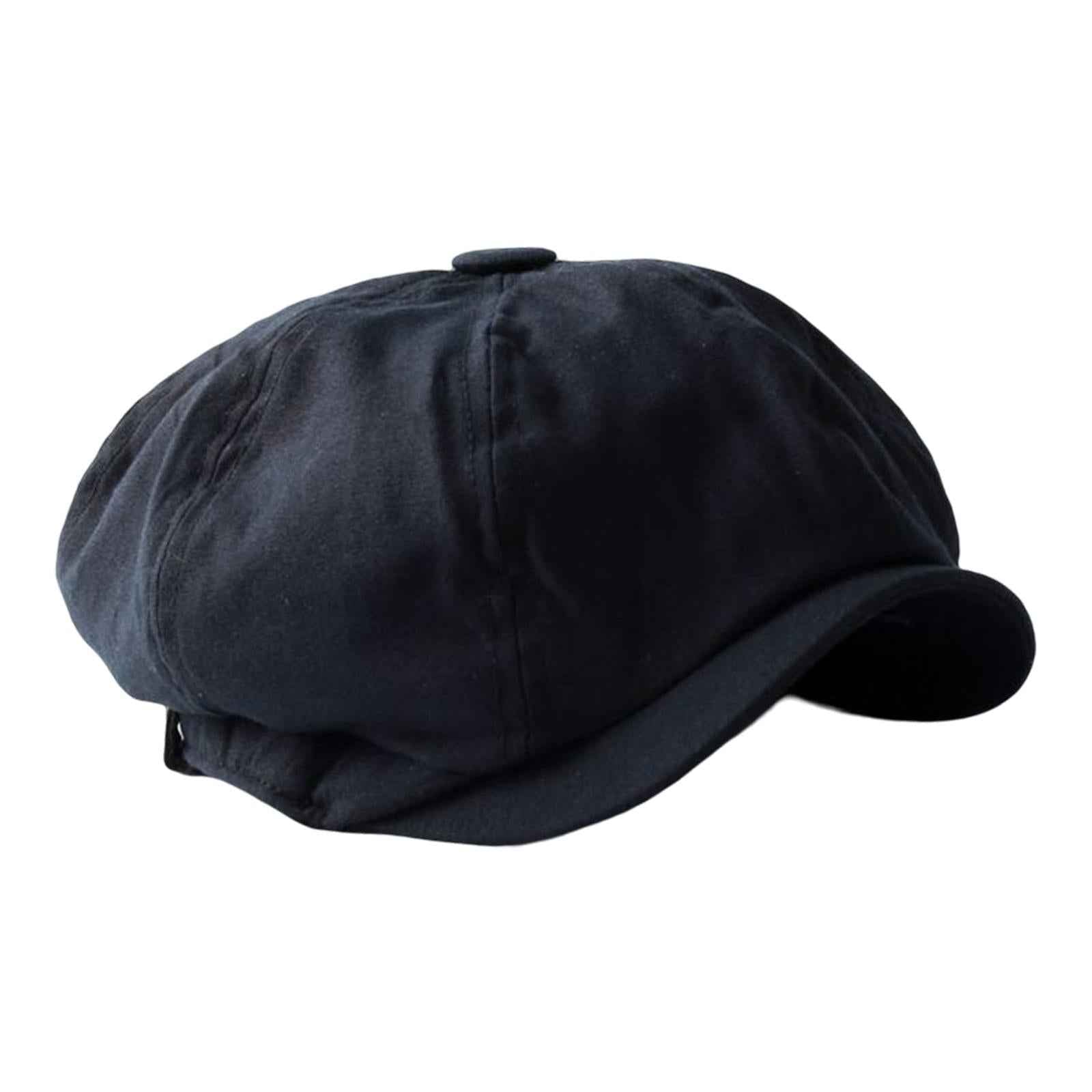 Breathable Mens Newsboy Hat Soft 8 Panels Headwear for Fall Travel Spring L Size Black