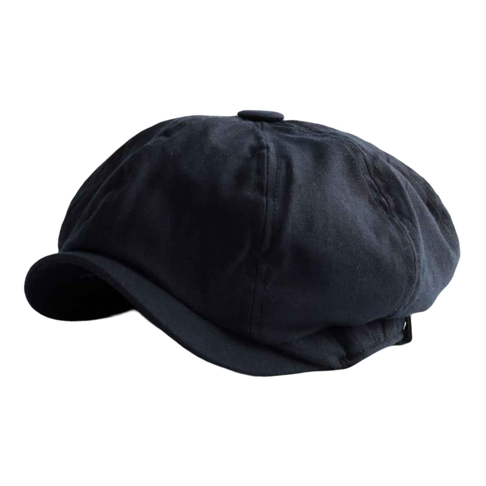 Breathable Mens Newsboy Hat Soft 8 Panels Headwear for Fall Travel Spring L Size Black