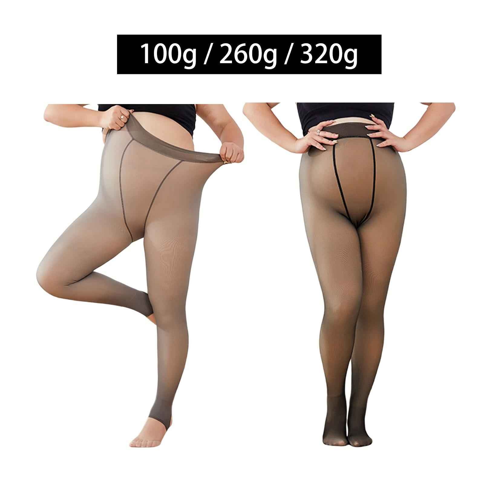 Women Fleece Lined Tights Fake Translucent Pantyhose Pants 100g