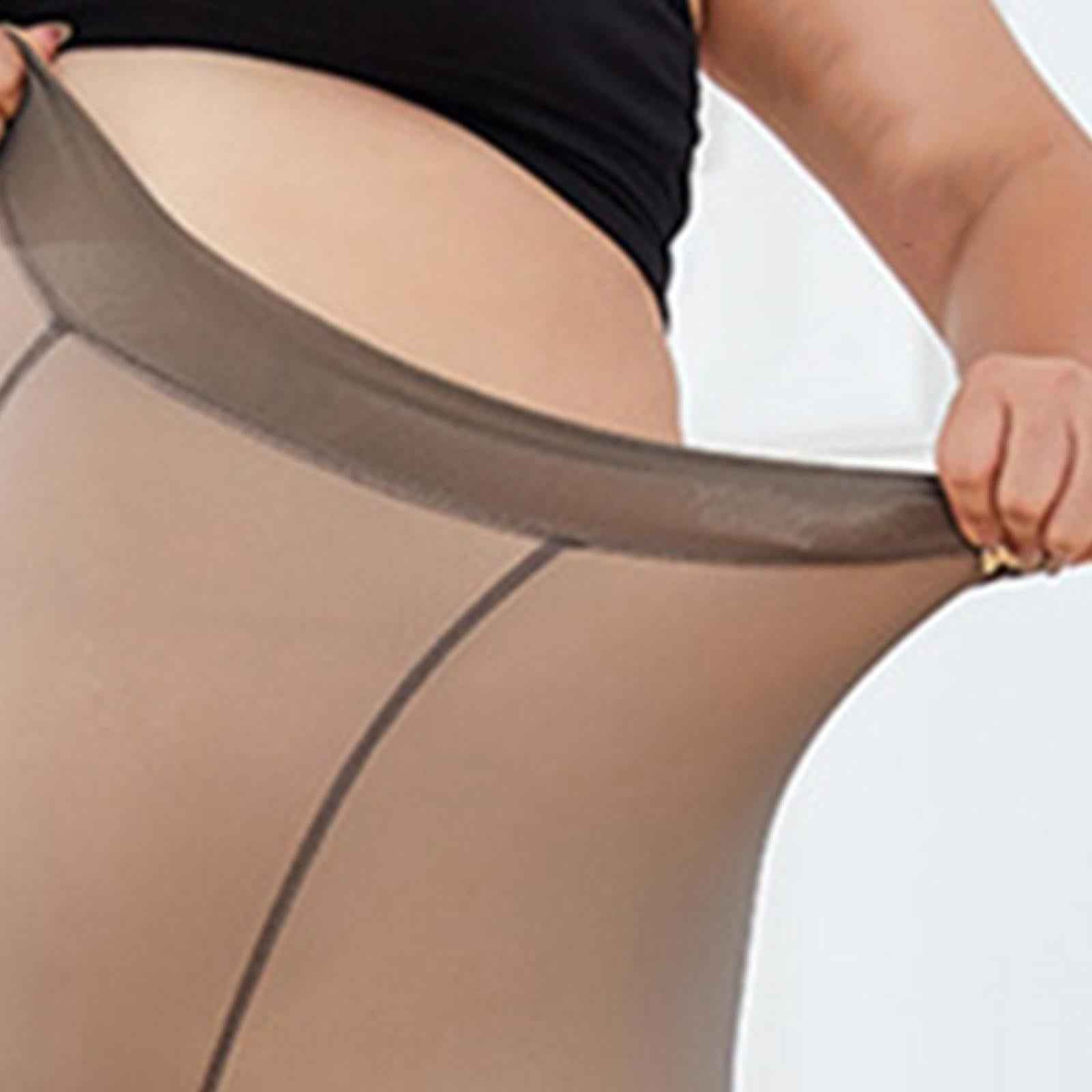 Women Fleece Lined Tights Fake Translucent Pantyhose Pants 100g Toeless