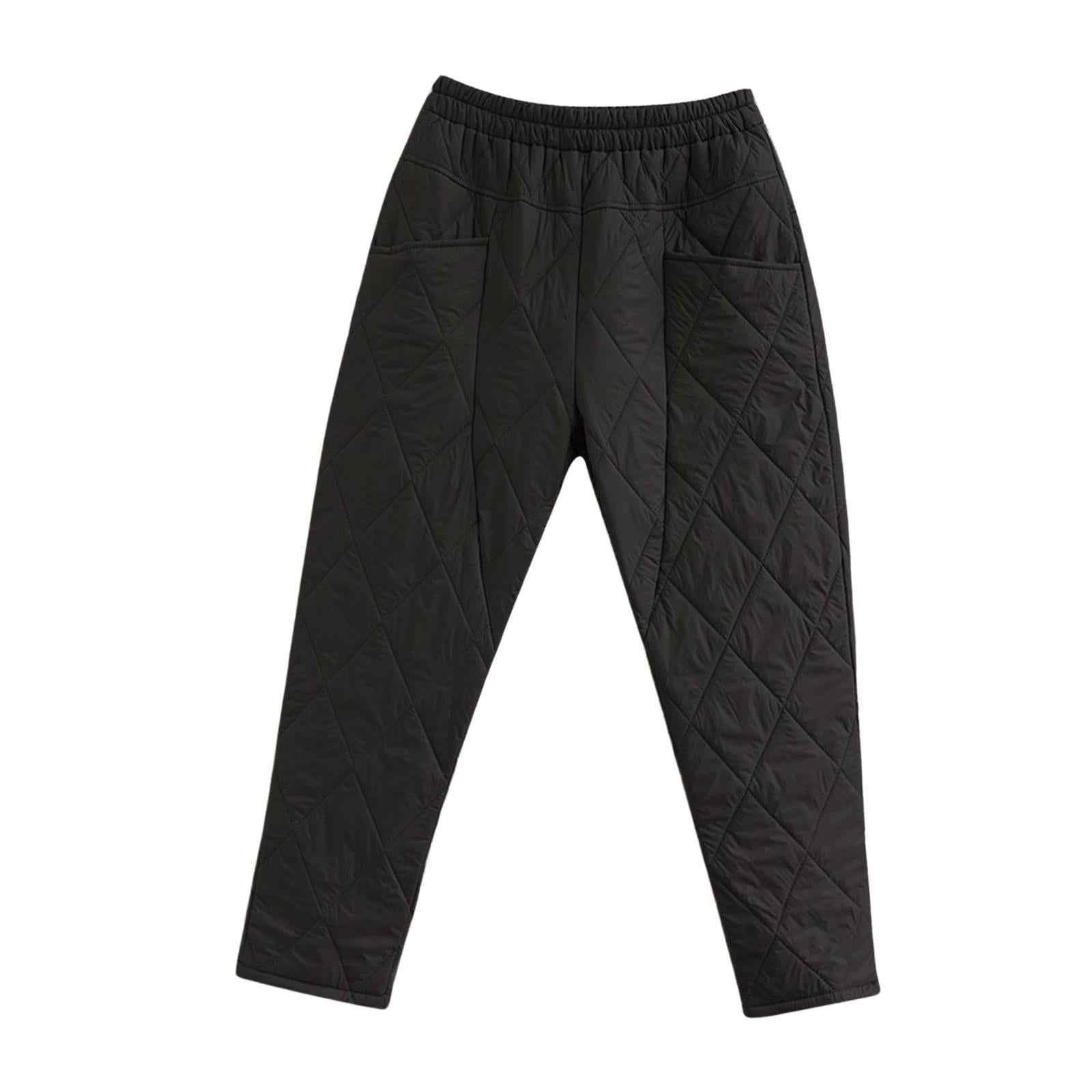 Winter Warm Puffer Down Pants Compression Snow Trousers Elastic High Waisted XL