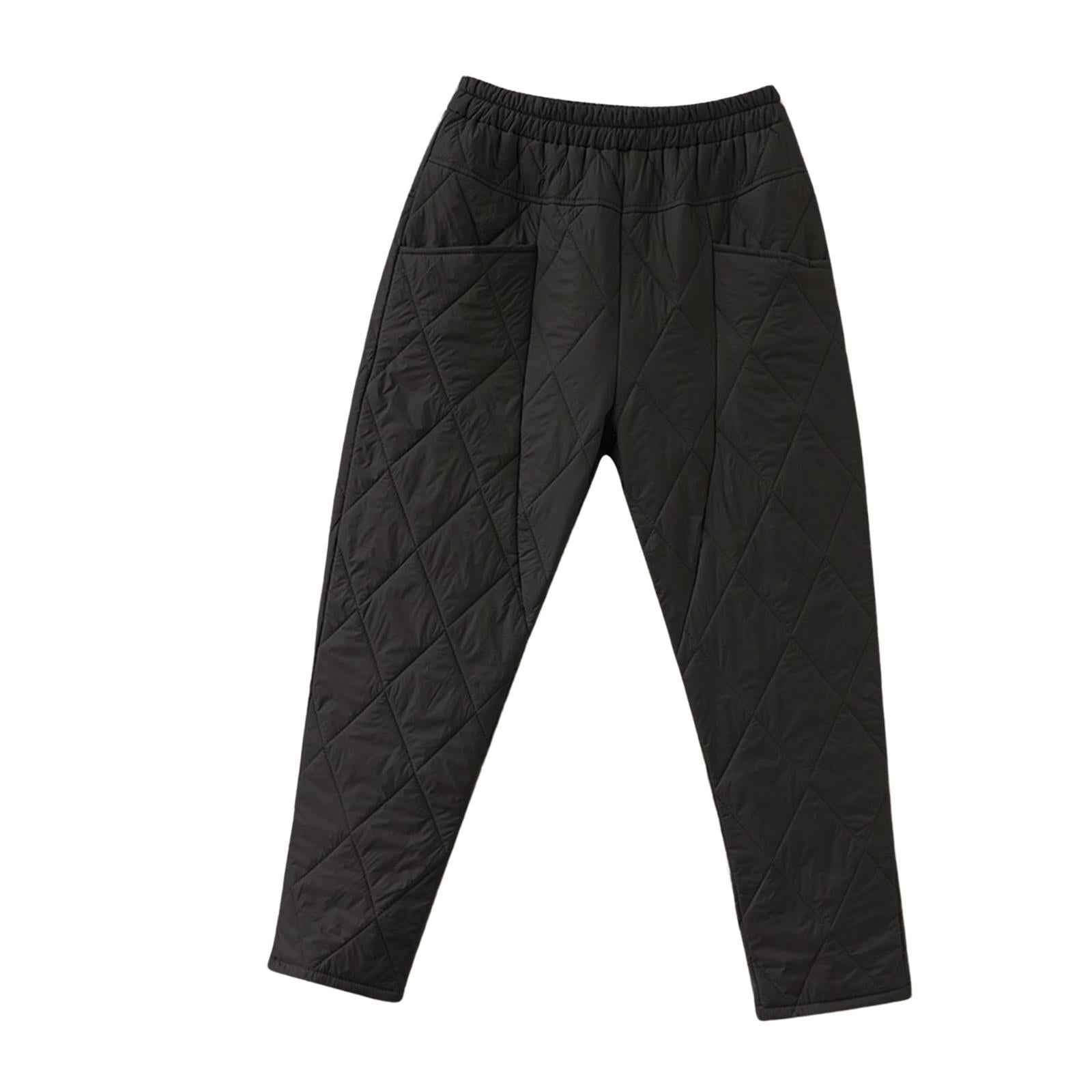 Winter Warm Puffer Down Pants Compression Snow Trousers Elastic High Waisted XL