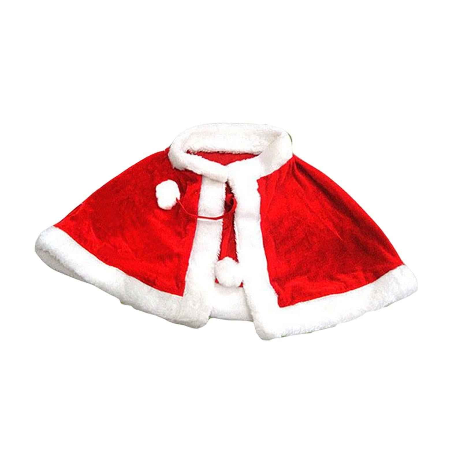Red Velvet Cape Dress up Christmas Costume Cloak for Carnival Xmas Supplies Kid