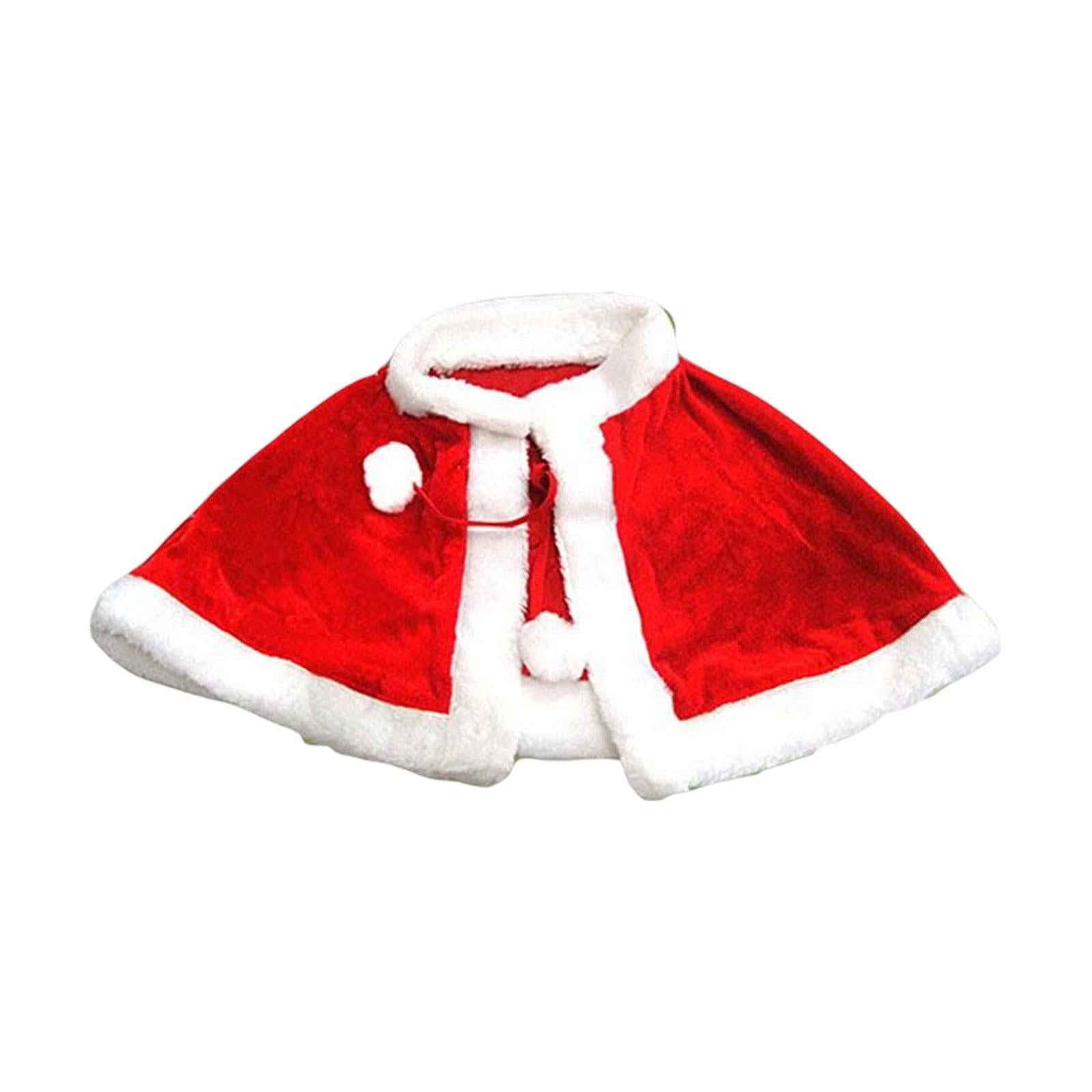 Red Velvet Cape Dress up Christmas Costume Cloak for Carnival Xmas Supplies Kid