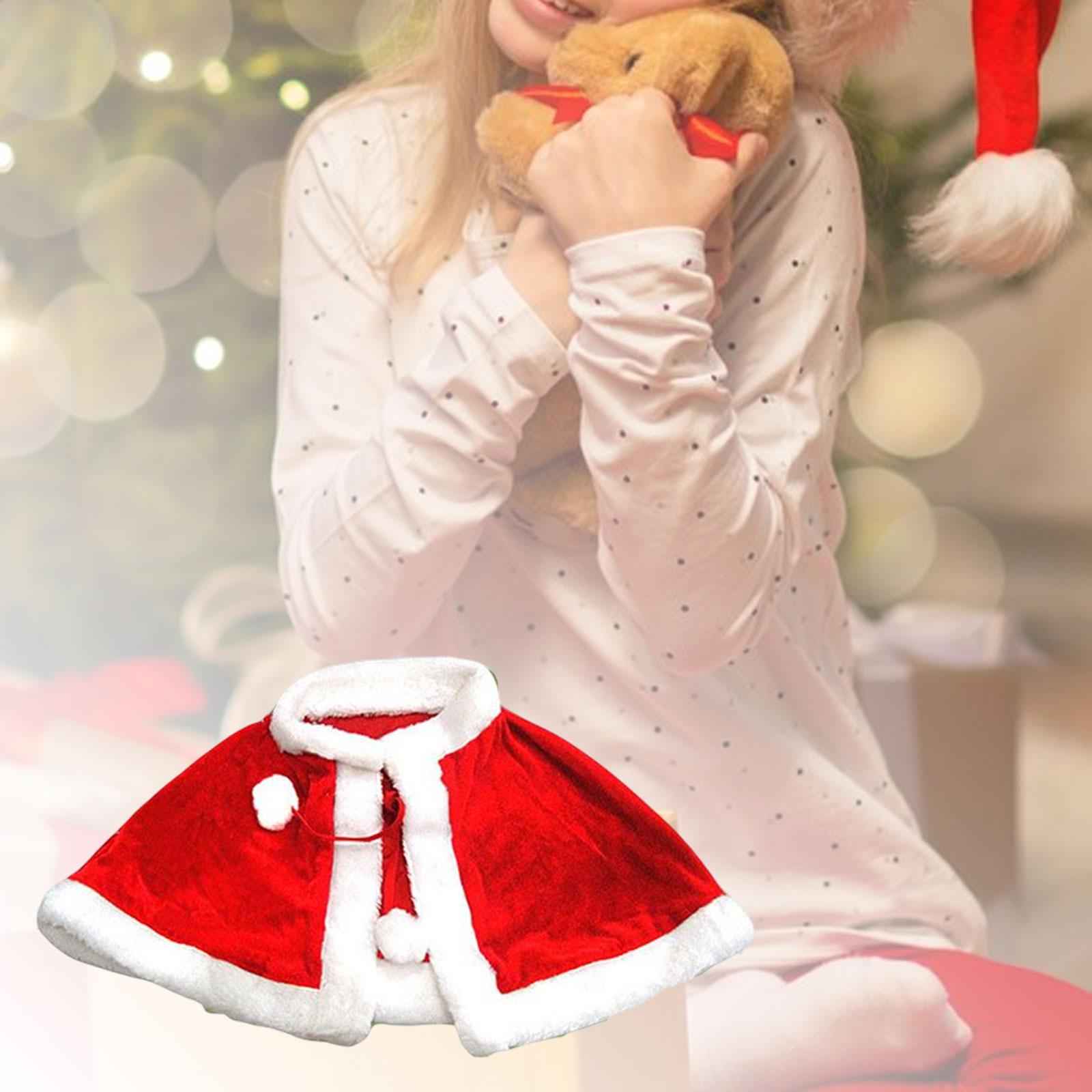 Red Velvet Cape Dress up Christmas Costume Cloak for Carnival Xmas Supplies Kid
